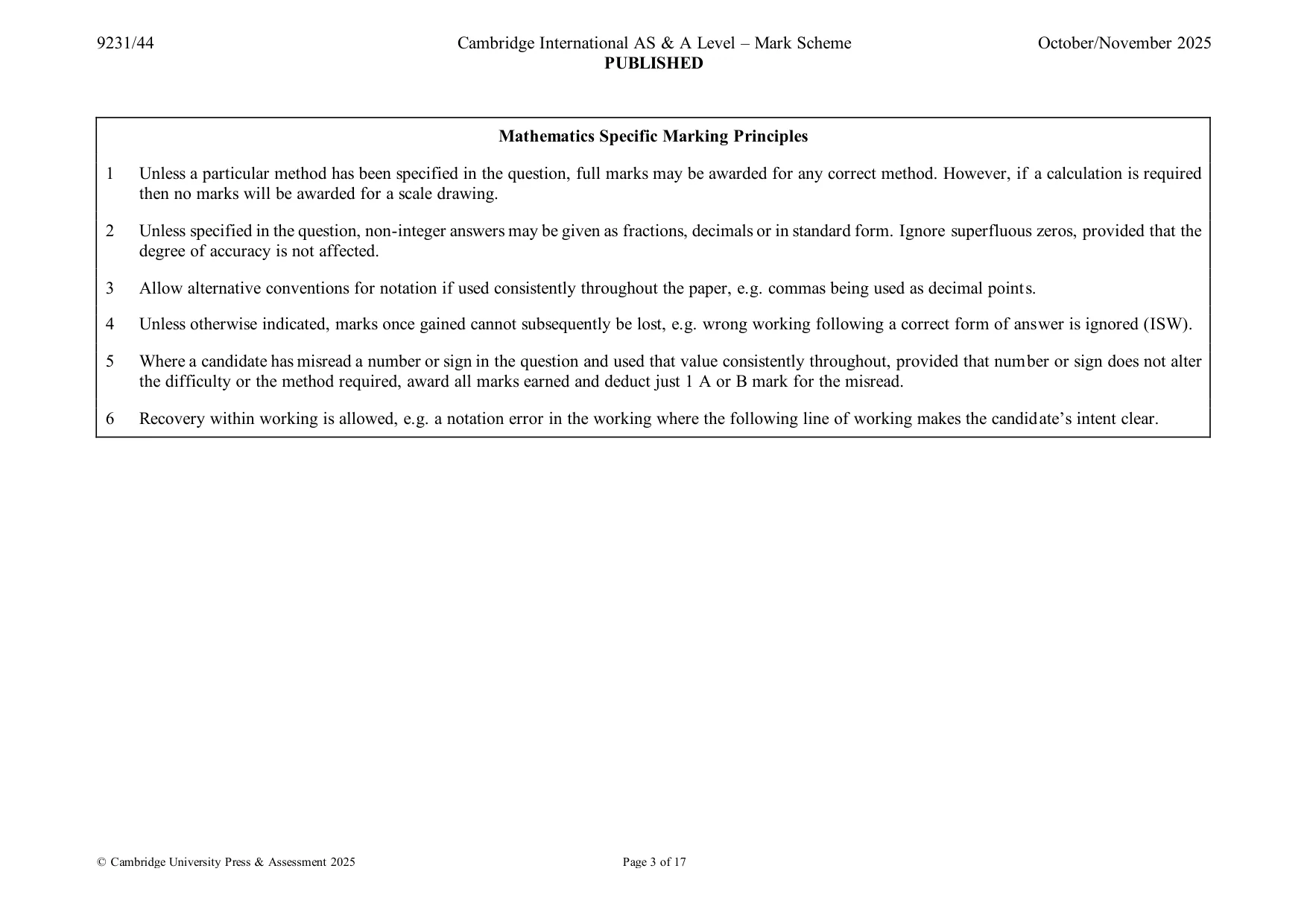 Mark scheme, page 3 of 17
