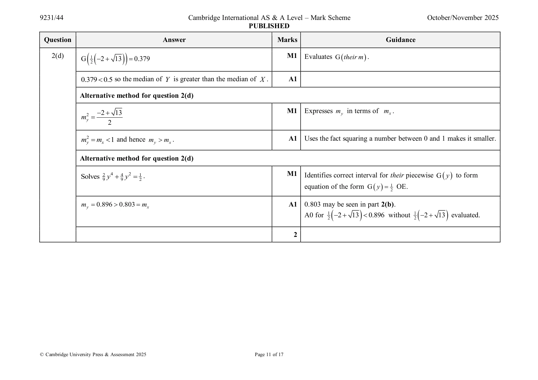 Mark scheme, page 11 of 17