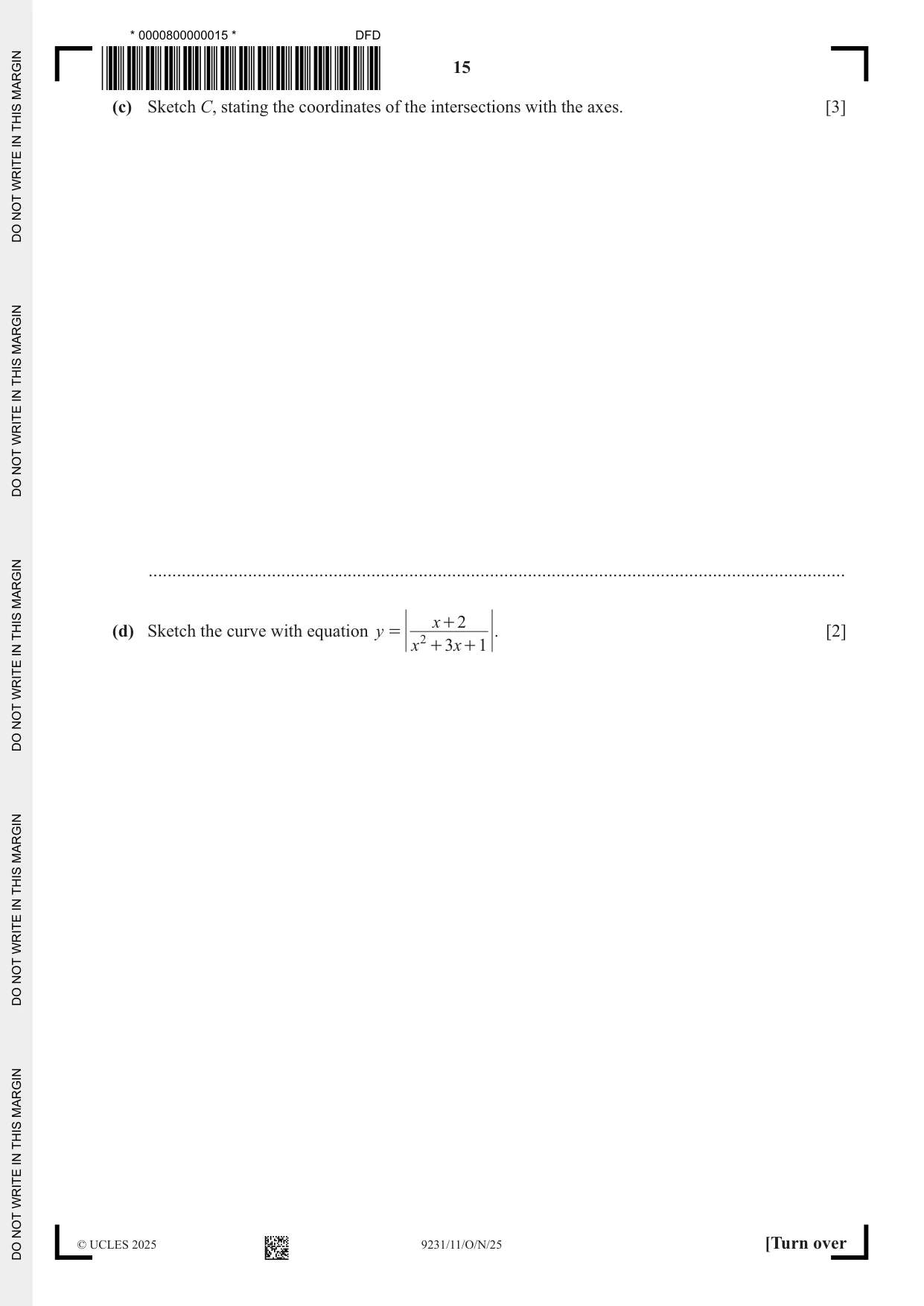 Cambridge A Level Mathematics - Further 9231 2025 Oct/Nov Paper 1 · Variant 1 question paper, page 15 of 20