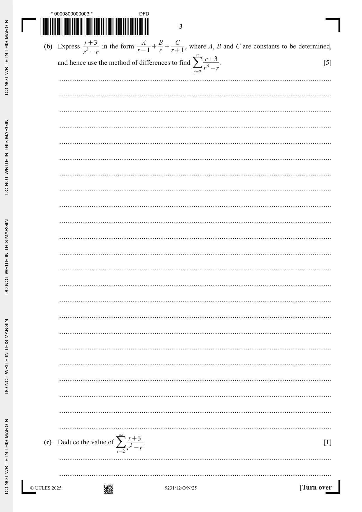 Cambridge A Level Mathematics - Further 9231 2025 Oct/Nov Paper 1 · Variant 2 question paper, page 3 of 20