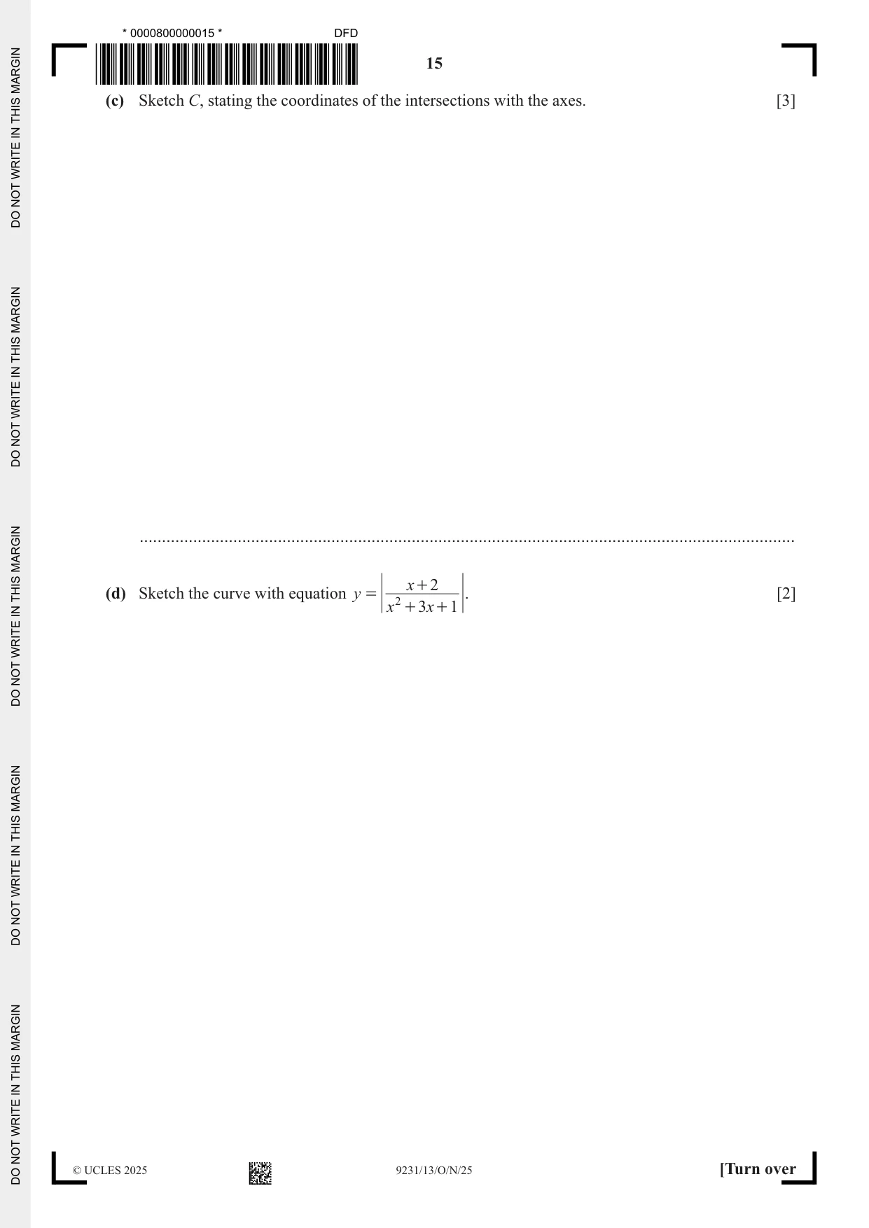 Cambridge A Level Mathematics - Further 9231 2025 Oct/Nov Paper 1 · Variant 3 question paper, page 15 of 20
