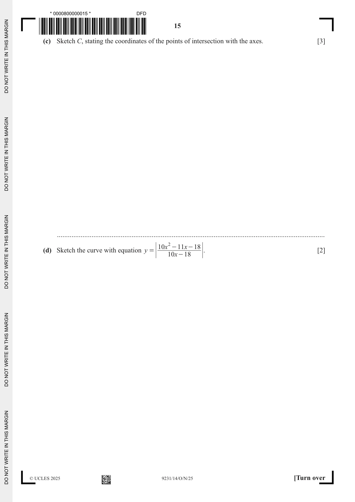Cambridge A Level Mathematics - Further 9231 2025 Oct/Nov Paper 1 · Variant 4 question paper, page 15 of 20