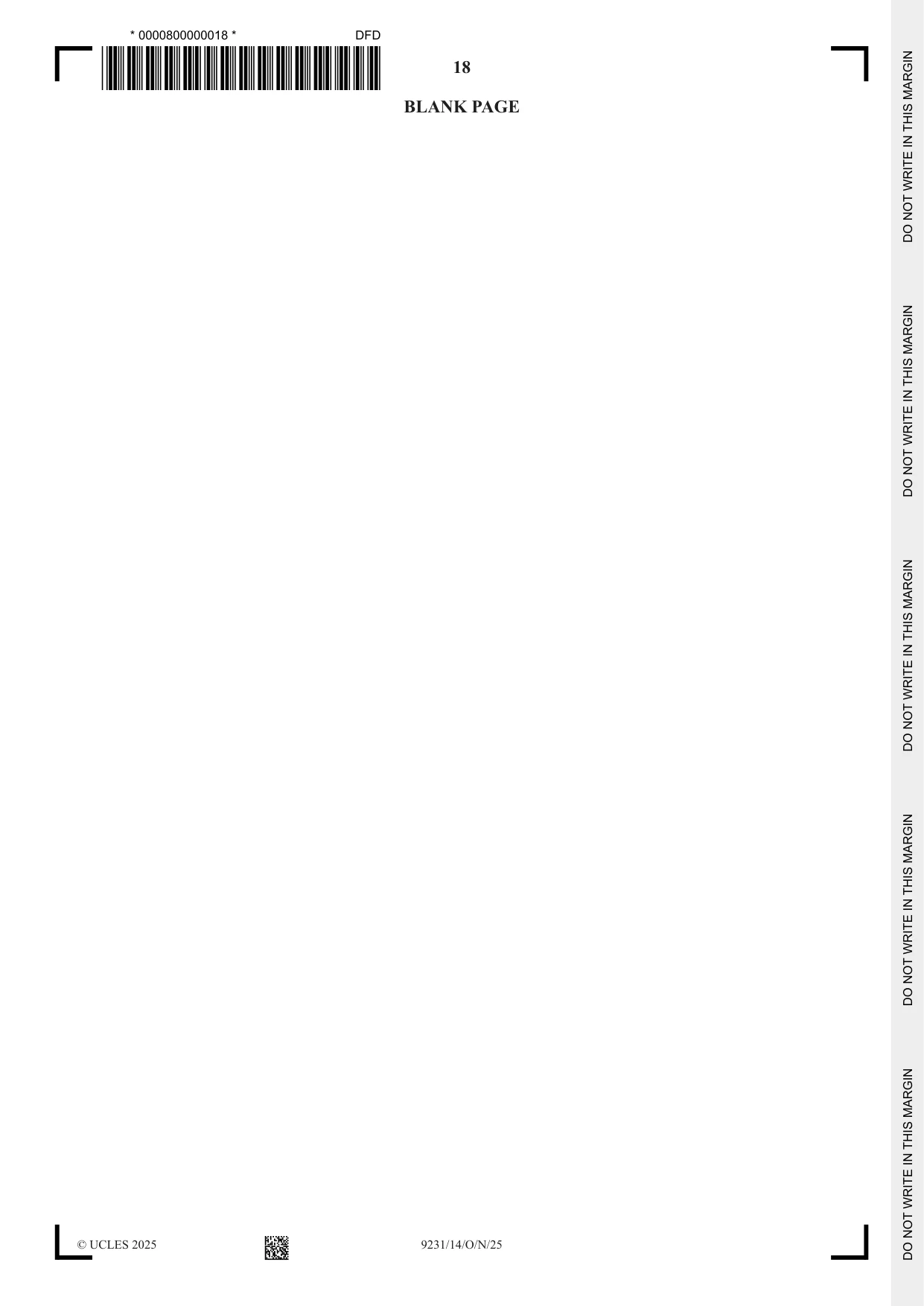 Cambridge A Level Mathematics - Further 9231 2025 Oct/Nov Paper 1 · Variant 4 question paper, page 18 of 20