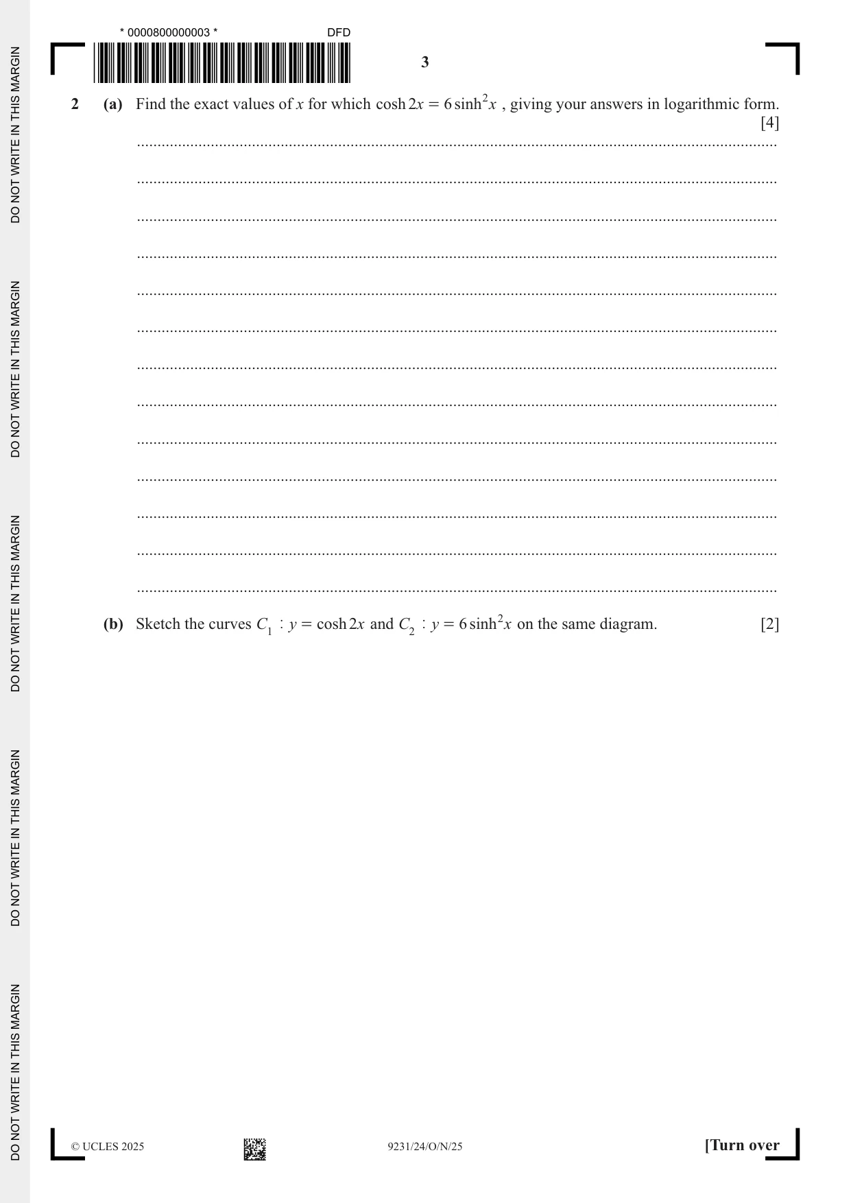 Cambridge A Level Mathematics - Further 9231 2025 Oct/Nov Paper 2 · Variant 4 question paper, page 3 of 16