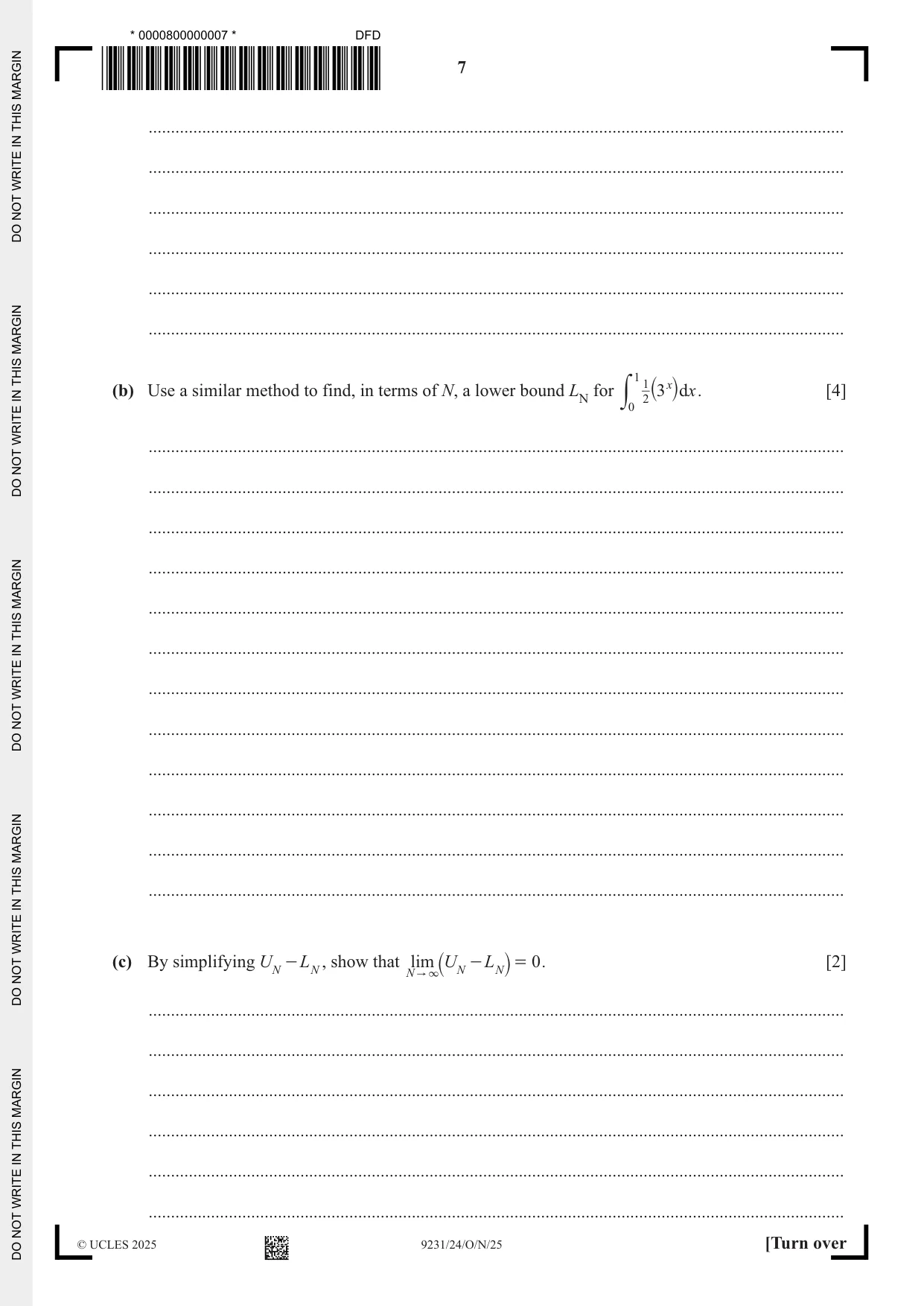 Cambridge A Level Mathematics - Further 9231 2025 Oct/Nov Paper 2 · Variant 4 question paper, page 7 of 16