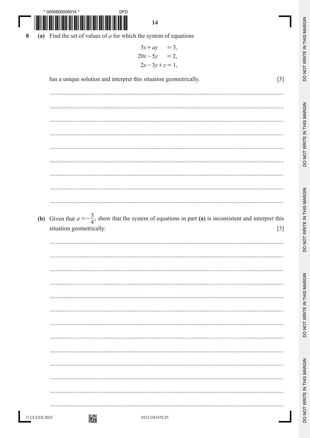 Cambridge A Level Mathematics - Further 9231 2025 Oct/Nov Paper 2 · Variant 4 question paper, page 14 of 16