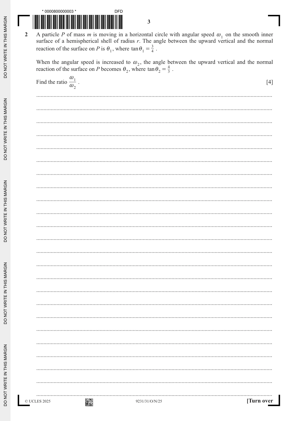 Cambridge A Level Mathematics - Further 9231 2025 Oct/Nov Paper 3 · Variant 1 question paper, page 3 of 16