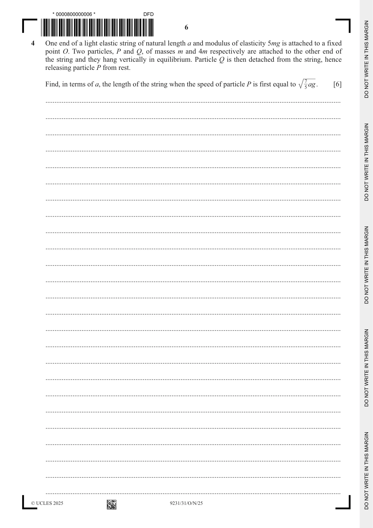 Cambridge A Level Mathematics - Further 9231 2025 Oct/Nov Paper 3 · Variant 1 question paper, page 6 of 16