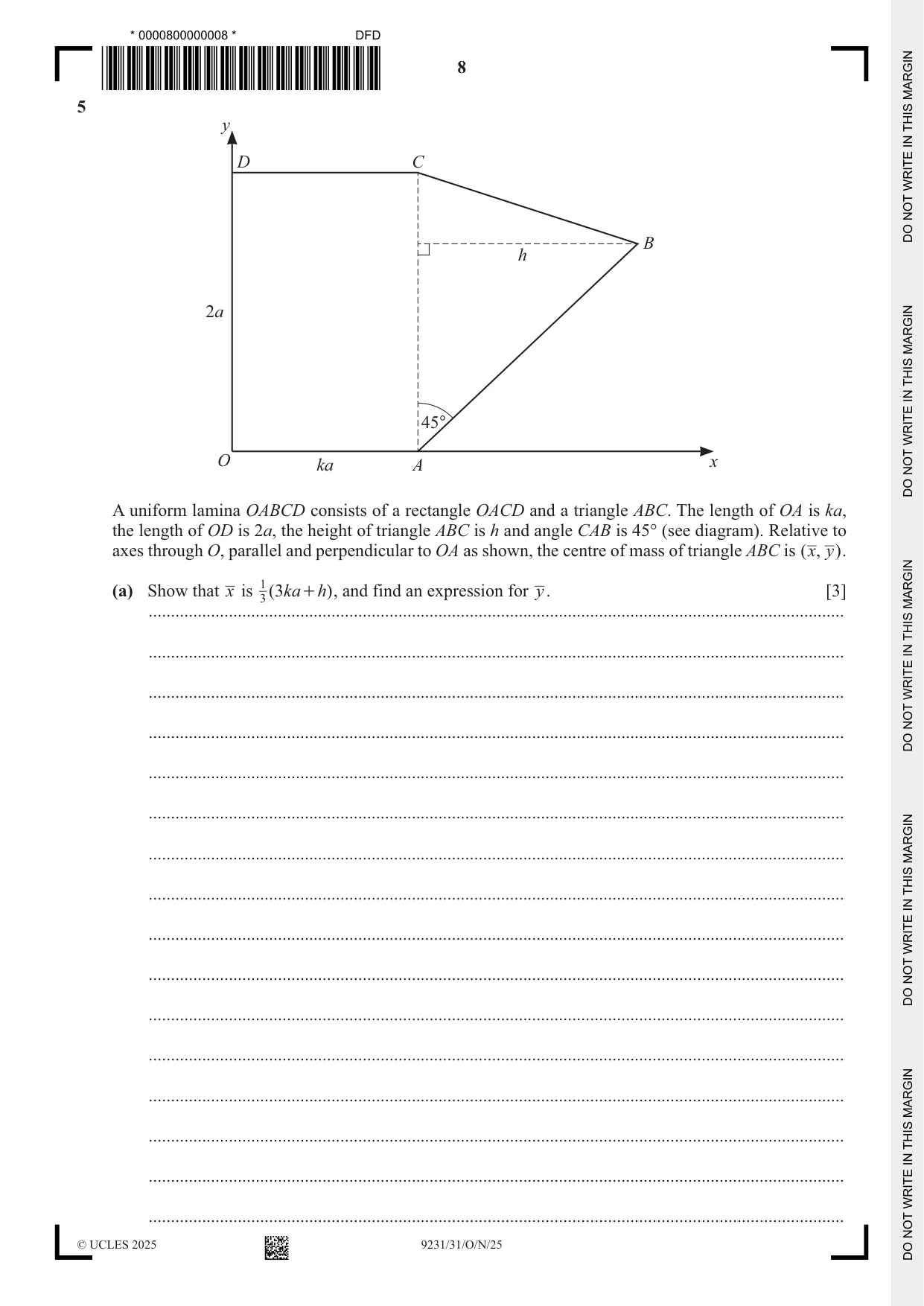 Cambridge A Level Mathematics - Further 9231 2025 Oct/Nov Paper 3 · Variant 1 question paper, page 8 of 16