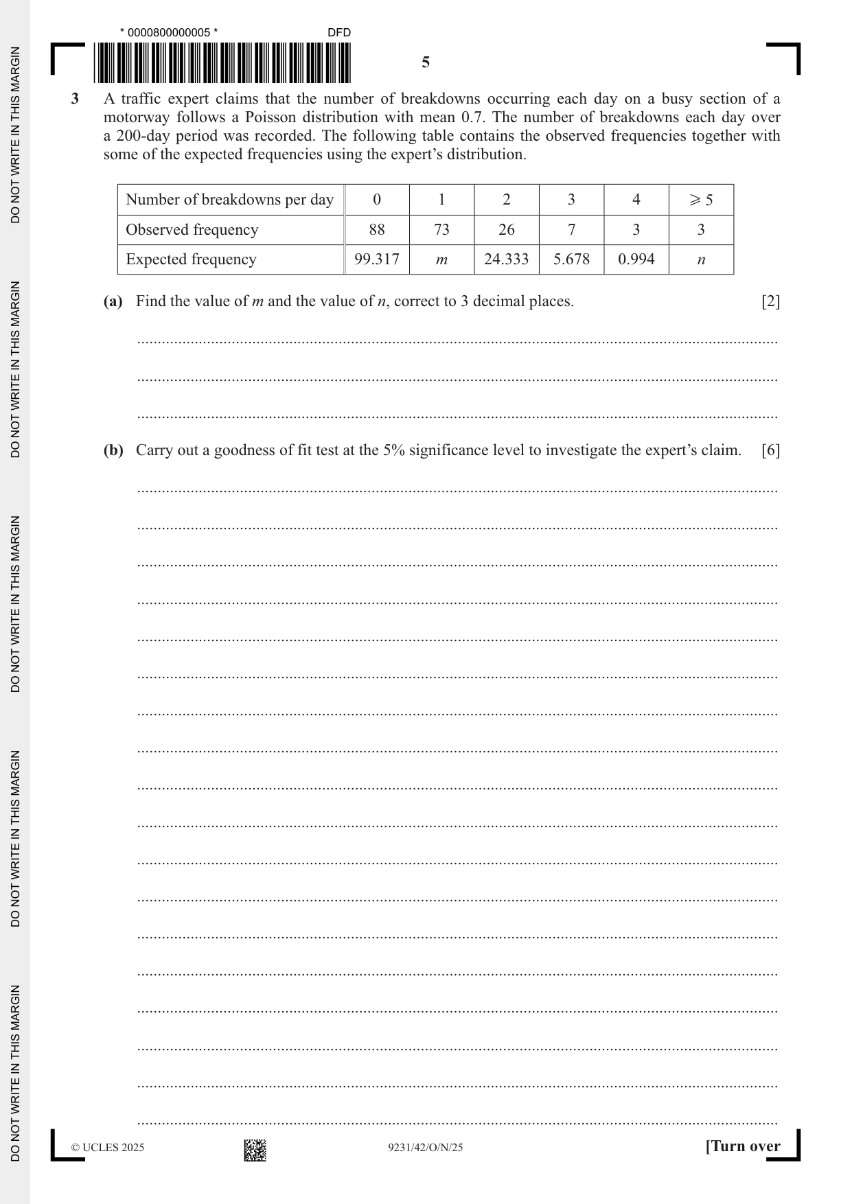 Cambridge A Level Mathematics - Further 9231 2025 Oct/Nov Paper 4 · Variant 2 question paper, page 5 of 12