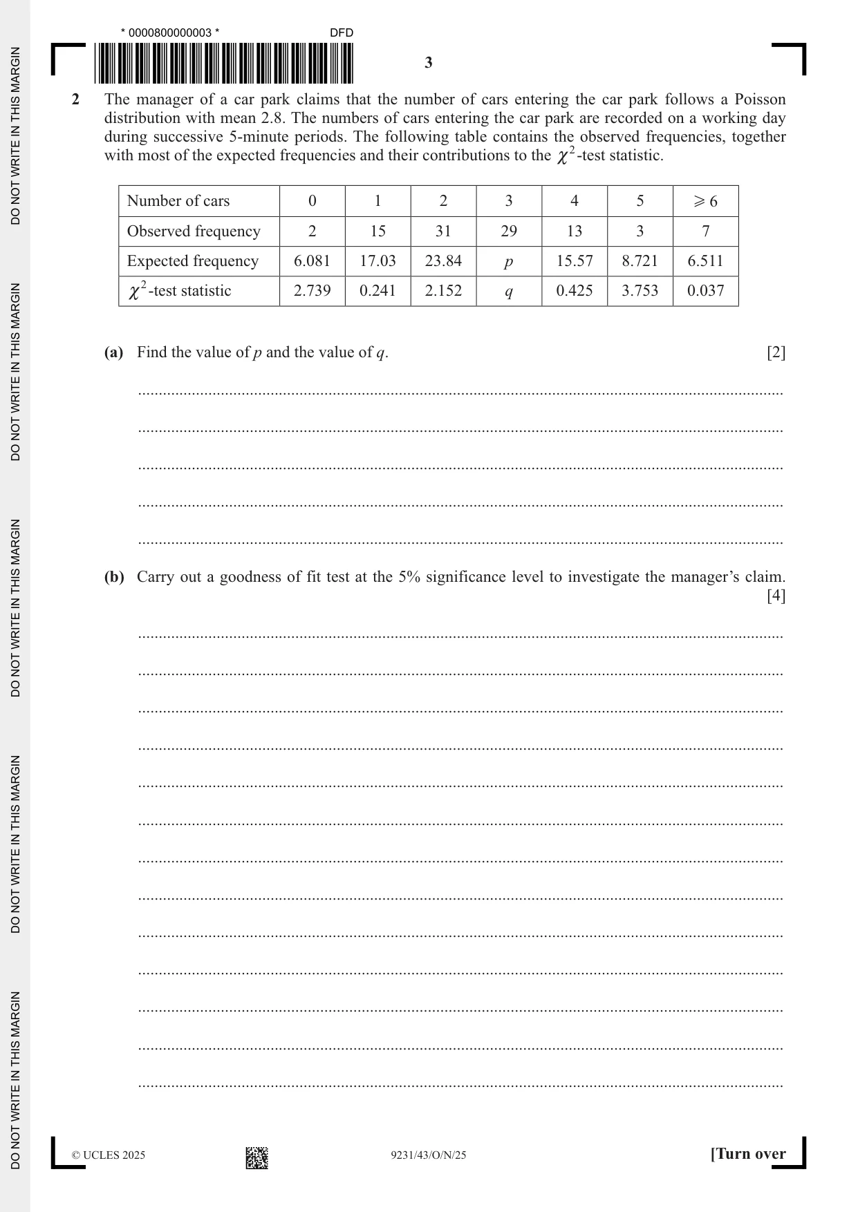 Cambridge A Level Mathematics - Further 9231 2025 Oct/Nov Paper 4 · Variant 3 question paper, page 3 of 12