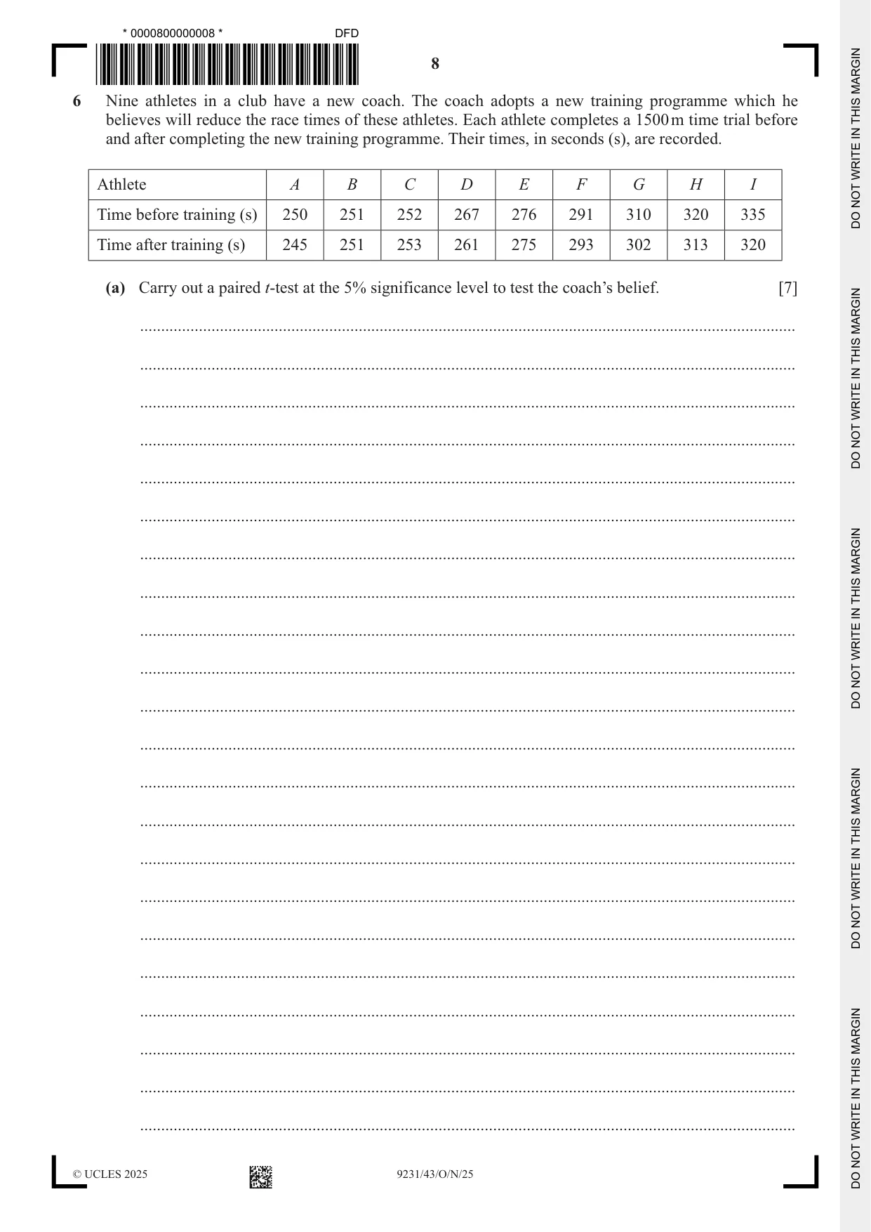 Cambridge A Level Mathematics - Further 9231 2025 Oct/Nov Paper 4 · Variant 3 question paper, page 8 of 12