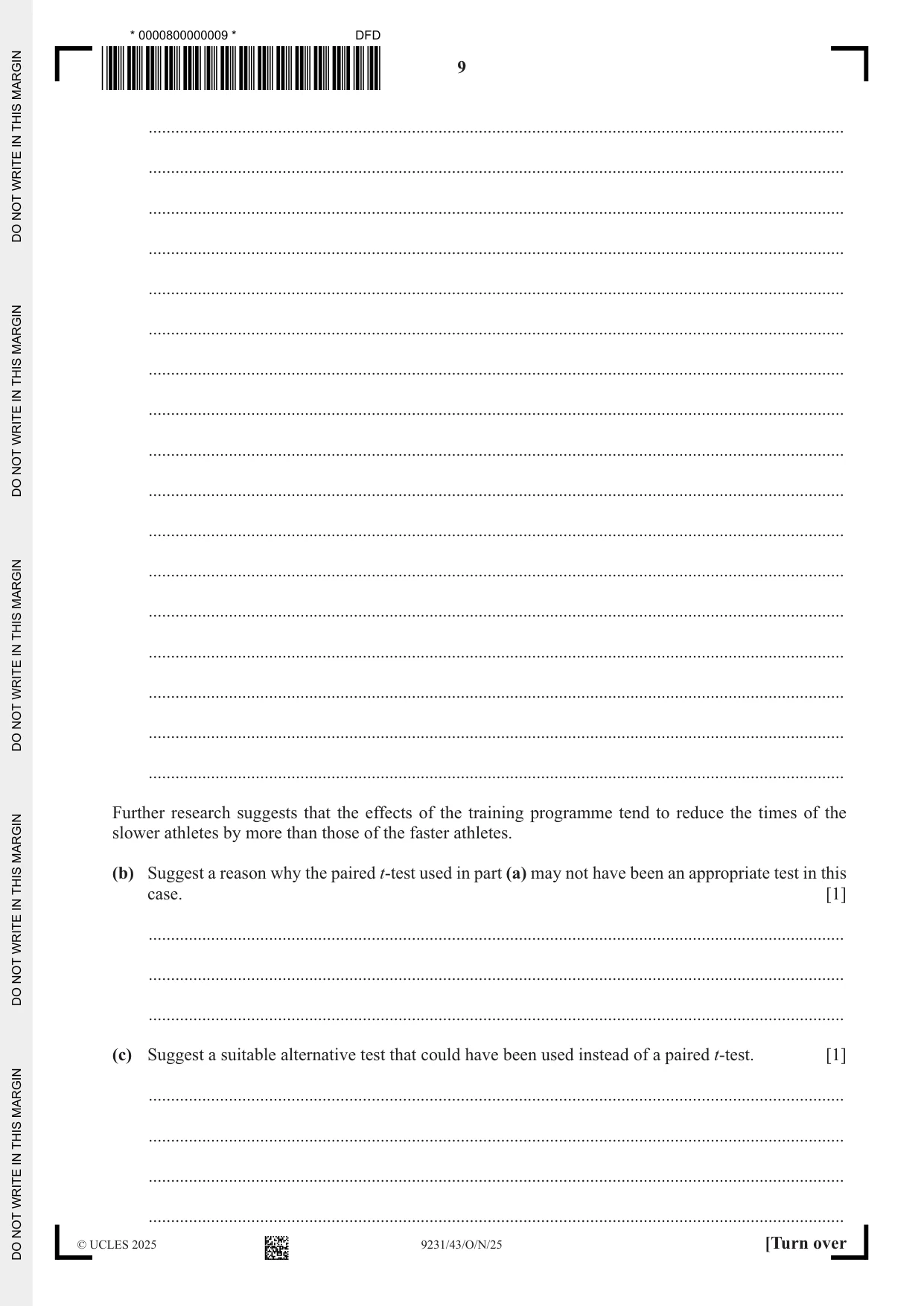Cambridge A Level Mathematics - Further 9231 2025 Oct/Nov Paper 4 · Variant 3 question paper, page 9 of 12