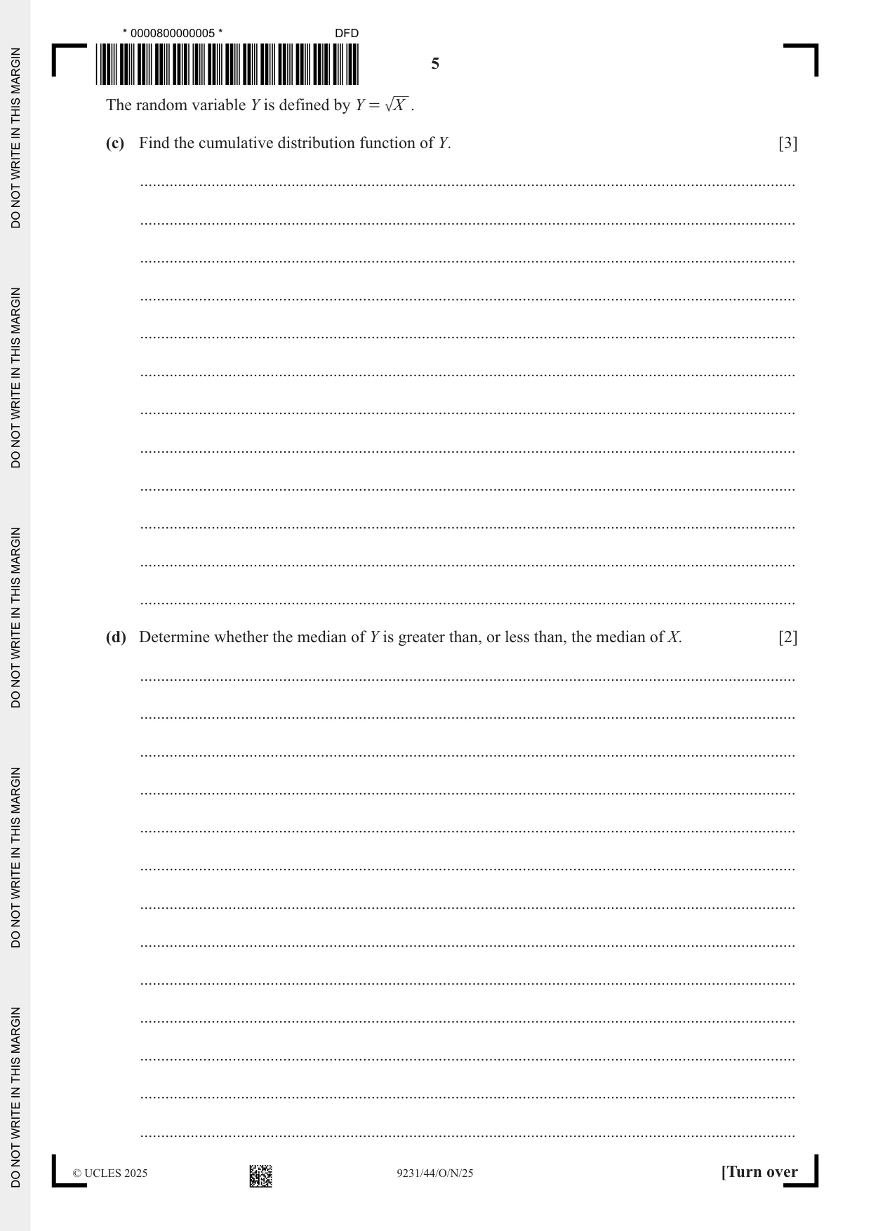 Cambridge A Level Mathematics - Further 9231 2025 Oct/Nov Paper 4 · Variant 4 question paper, page 5 of 12