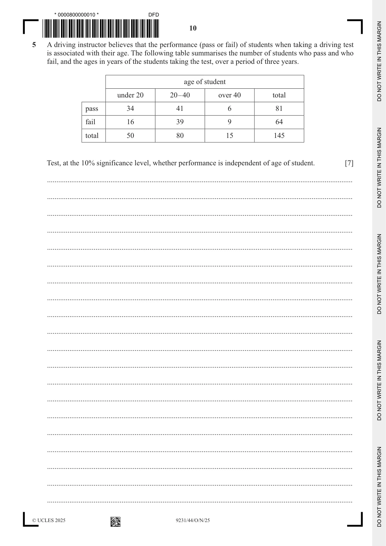 Cambridge A Level Mathematics - Further 9231 2025 Oct/Nov Paper 4 · Variant 4 question paper, page 10 of 12