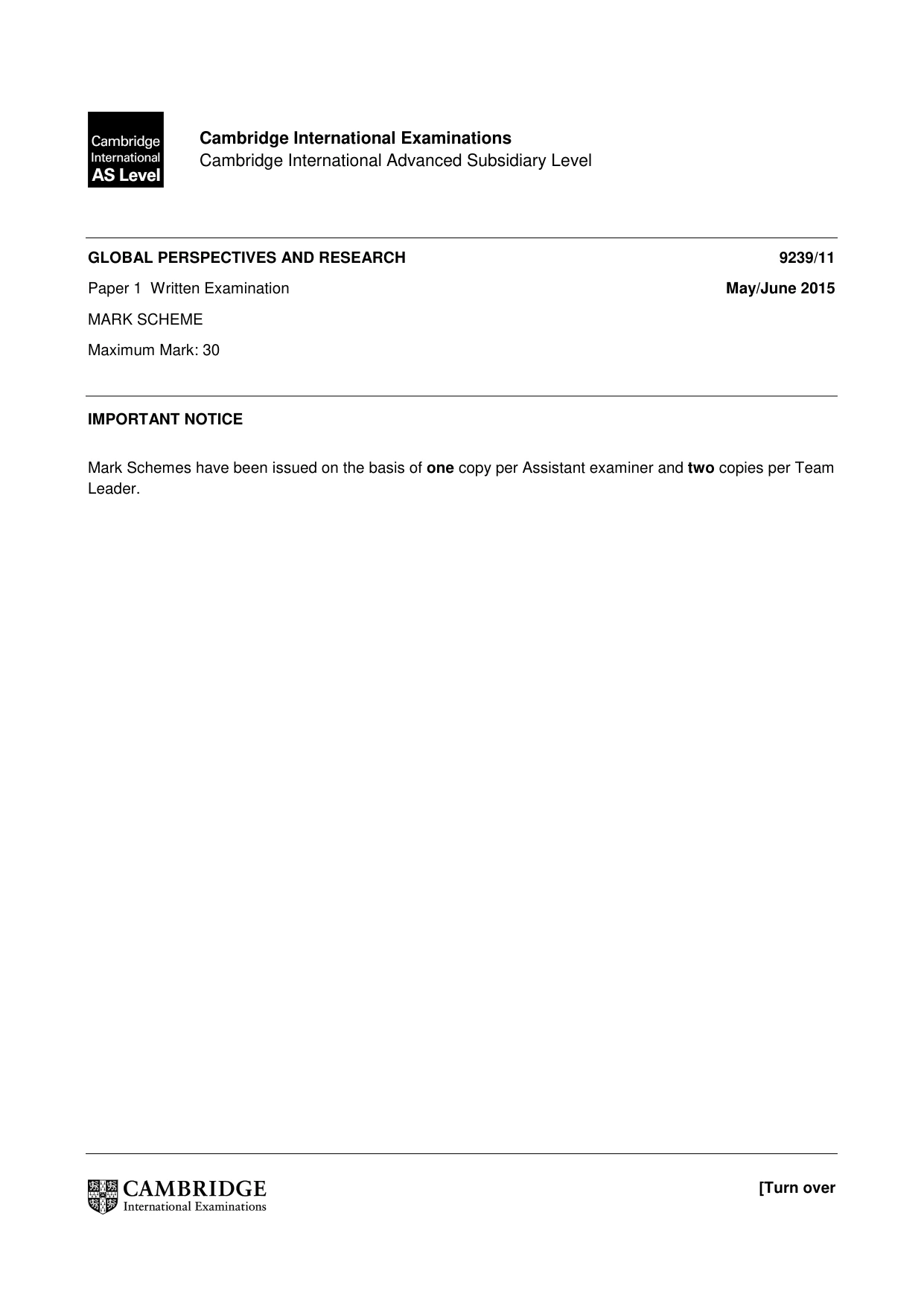 Mark scheme, page 1 of 9