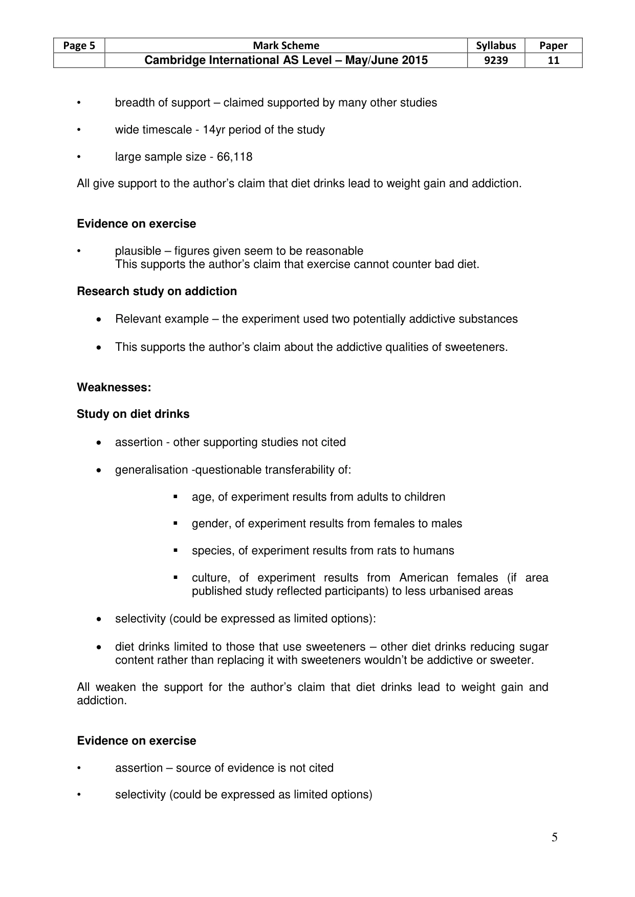 Mark scheme, page 5 of 9