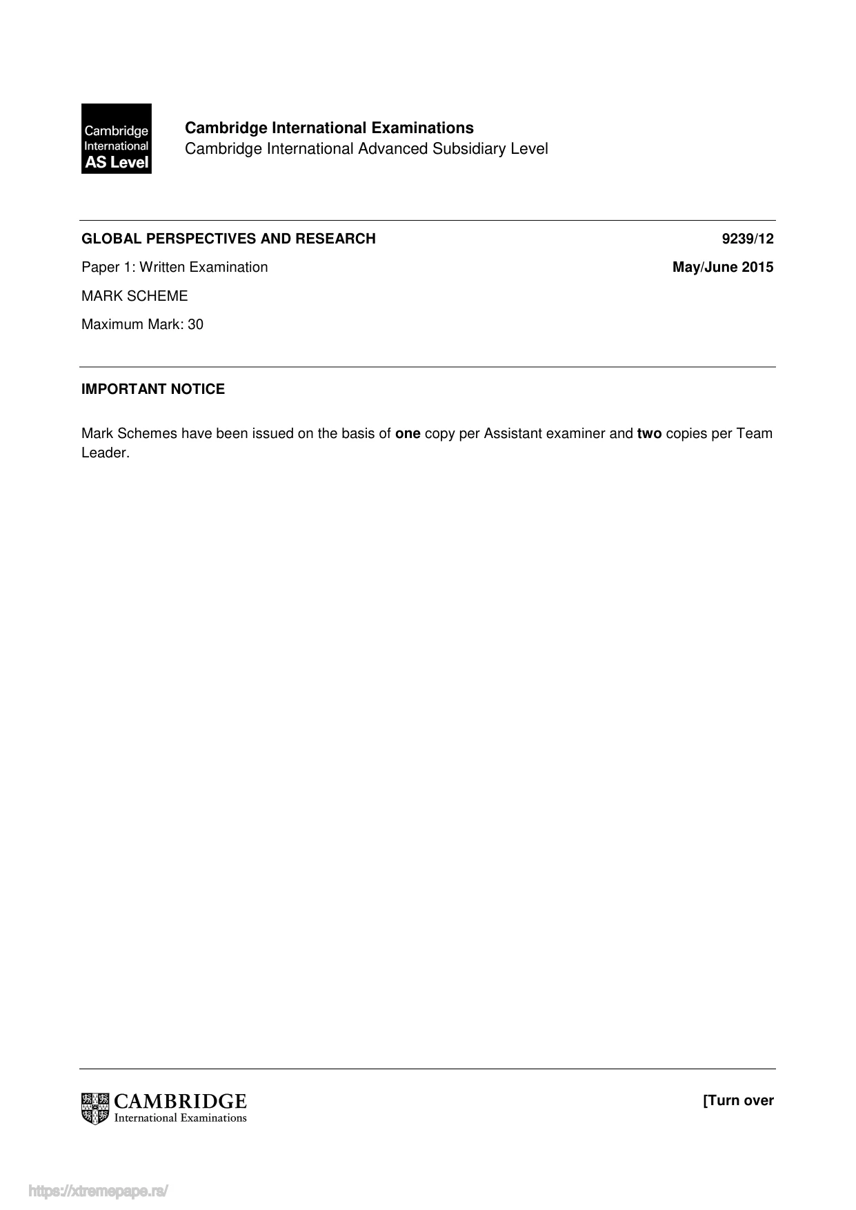 Mark scheme, page 1 of 8