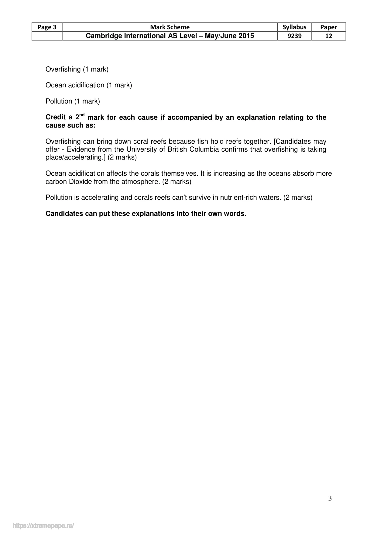 Mark scheme, page 3 of 8