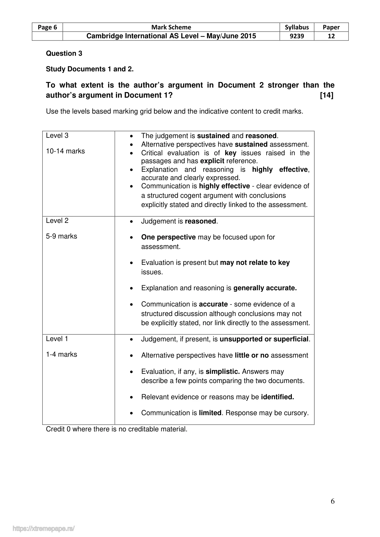 Mark scheme, page 6 of 8