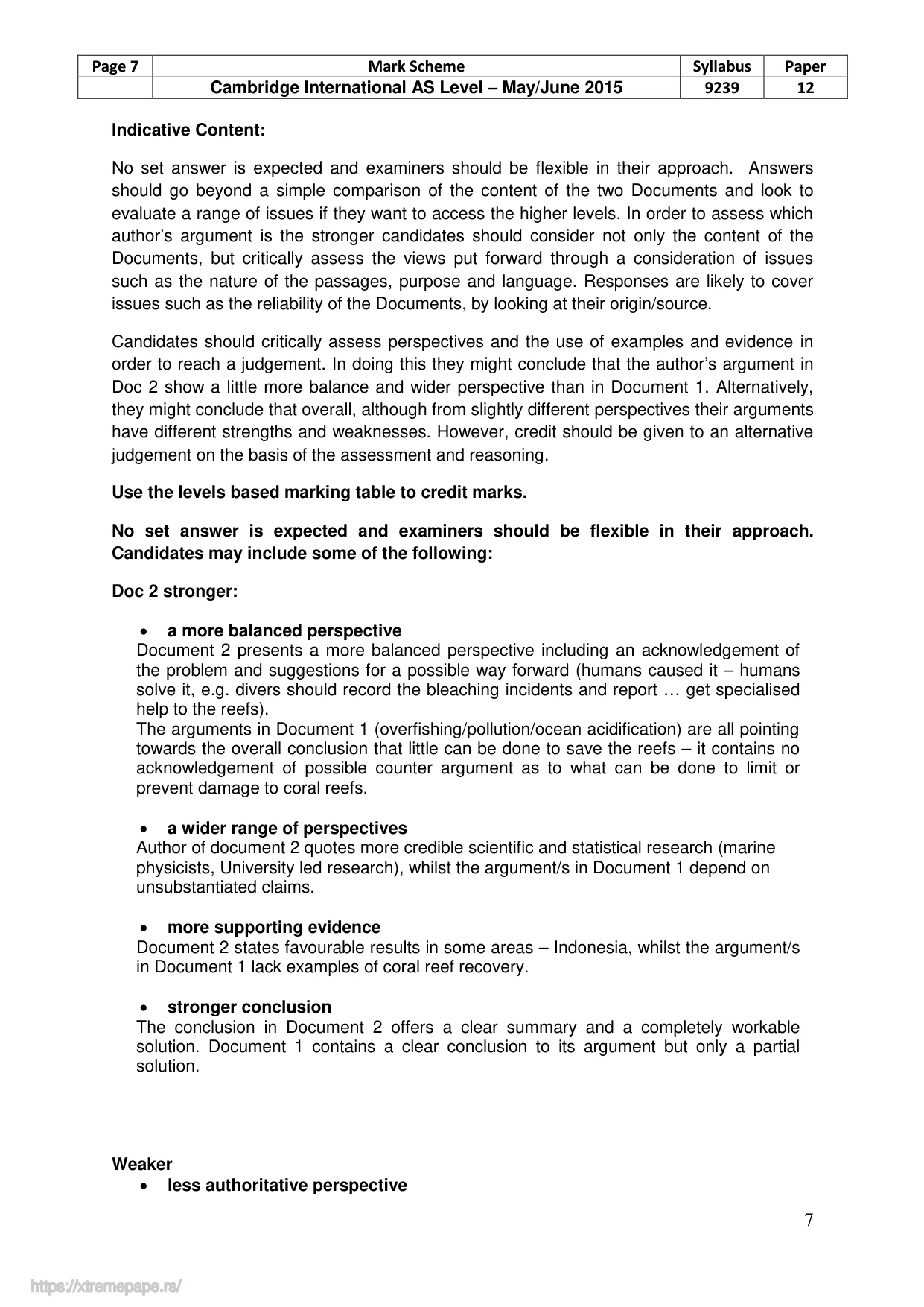 Mark scheme, page 7 of 8