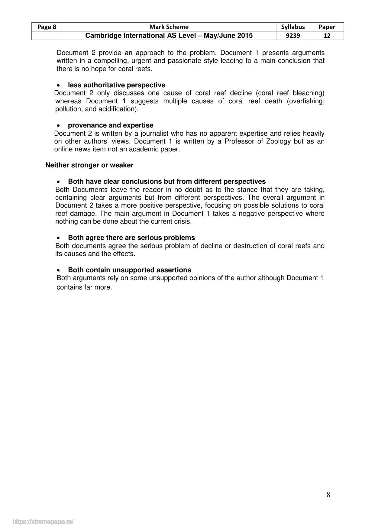 Mark scheme, page 8 of 8