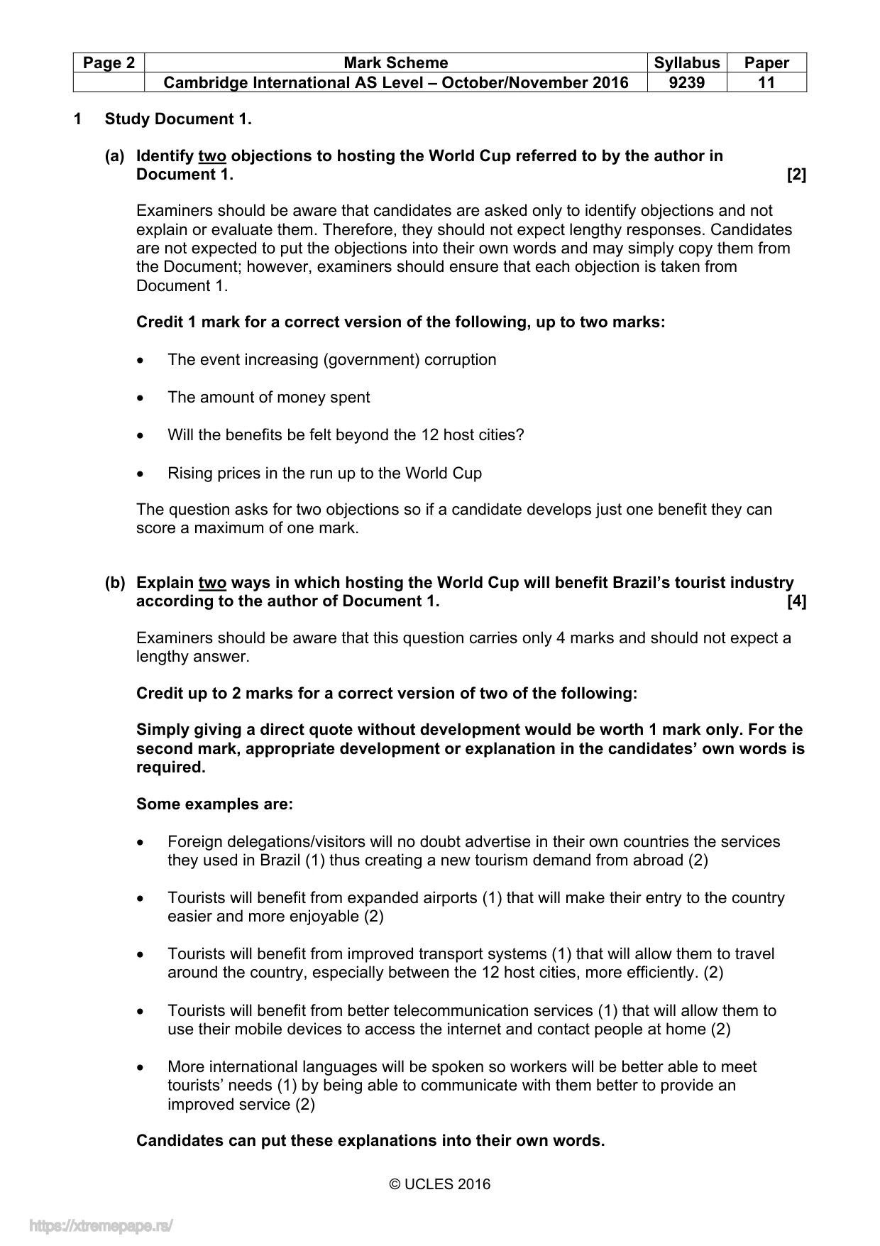 Mark scheme, page 2 of 6