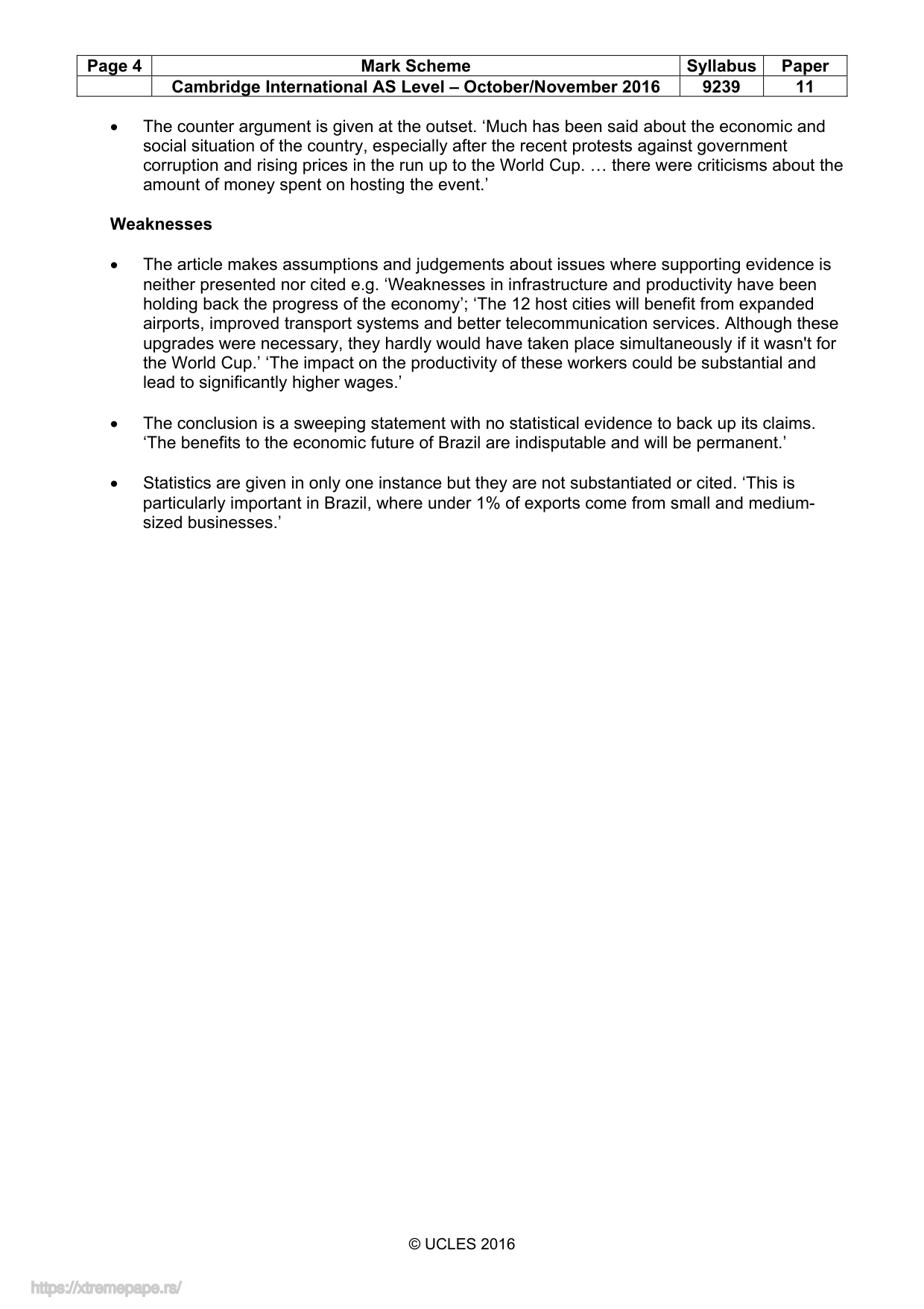 Mark scheme, page 4 of 6