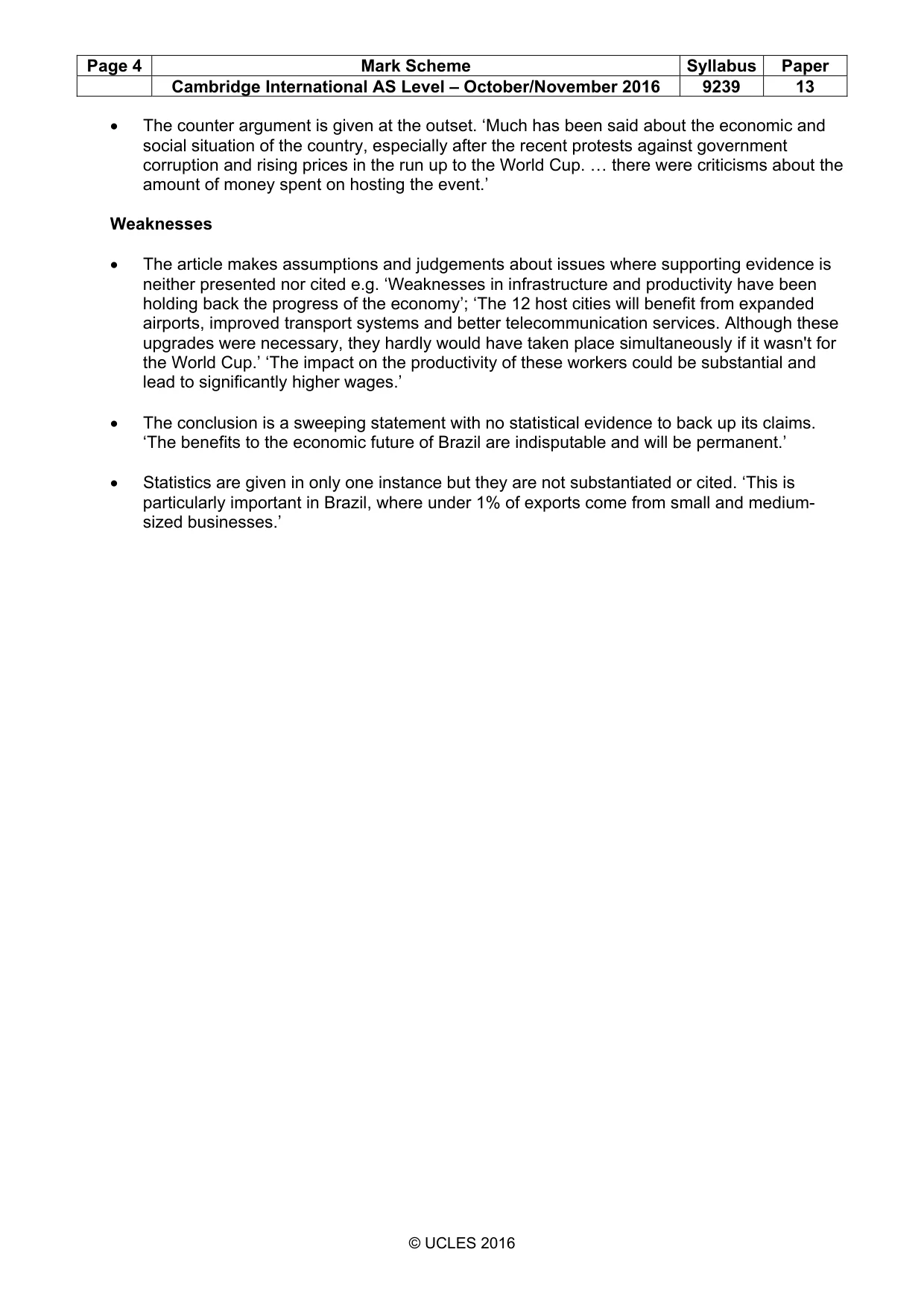 Mark scheme, page 4 of 6