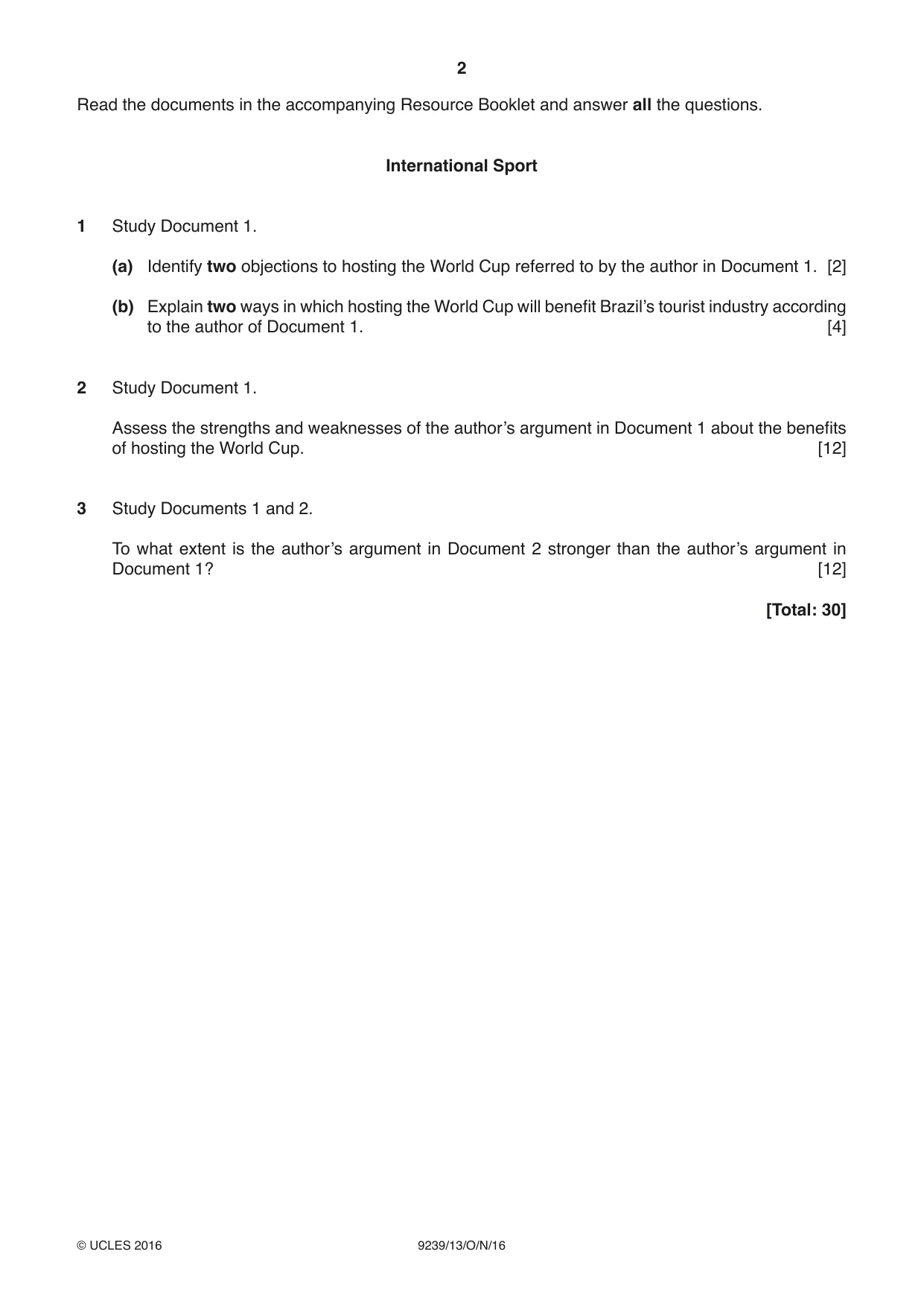 Cambridge A Level Global Perspectives and Research 9239 2016 Oct/Nov Paper 1 · Variant 3 question paper, page 2 of 4