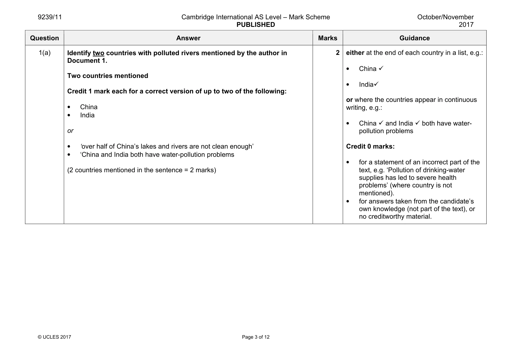 Mark scheme, page 3 of 12