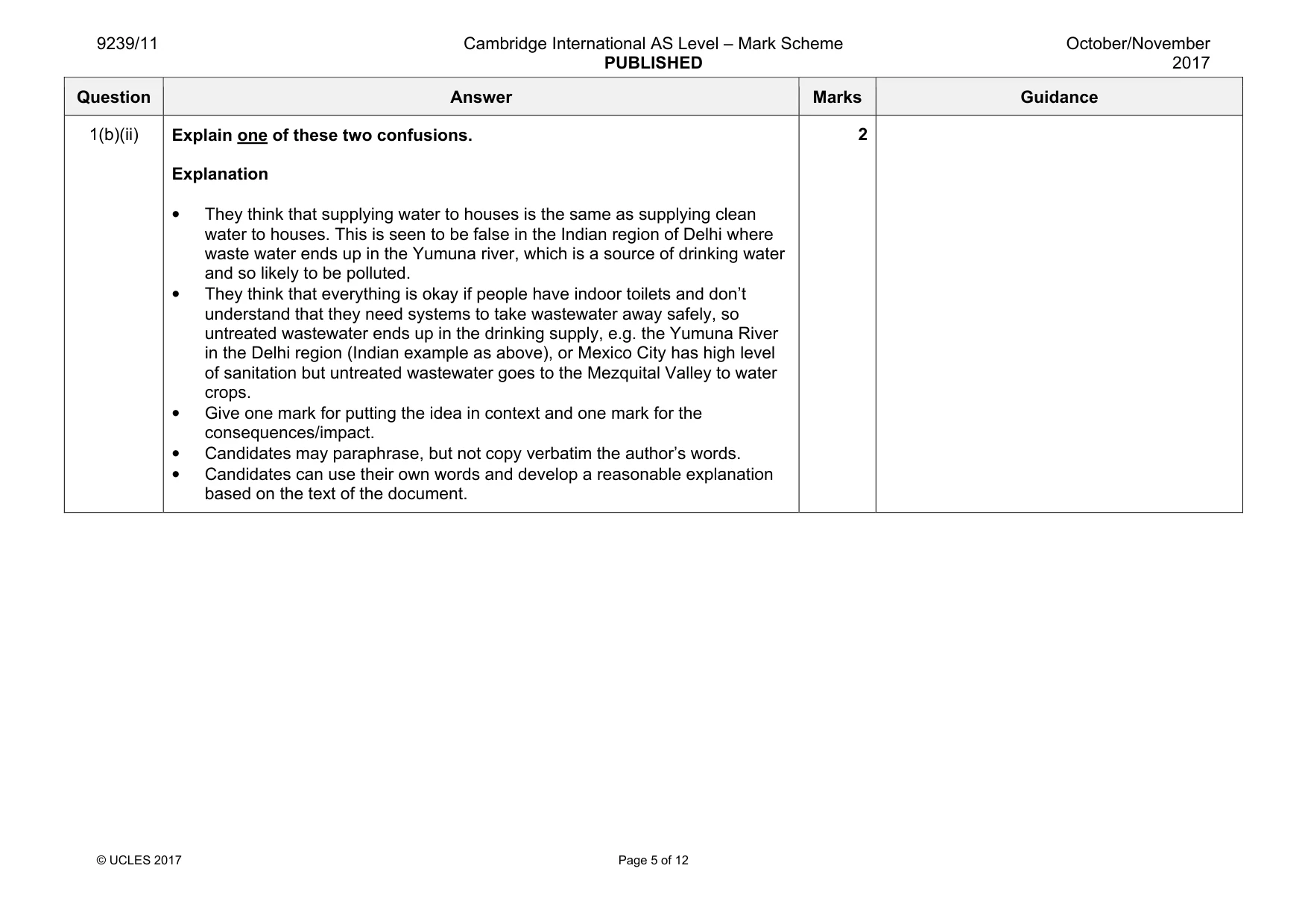 Mark scheme, page 5 of 12