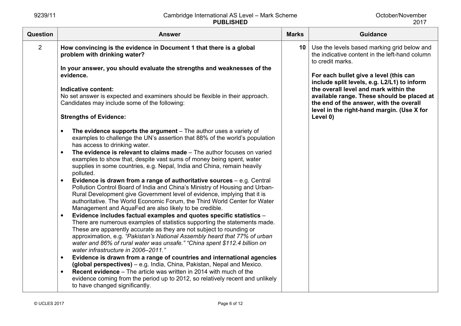 Mark scheme, page 6 of 12