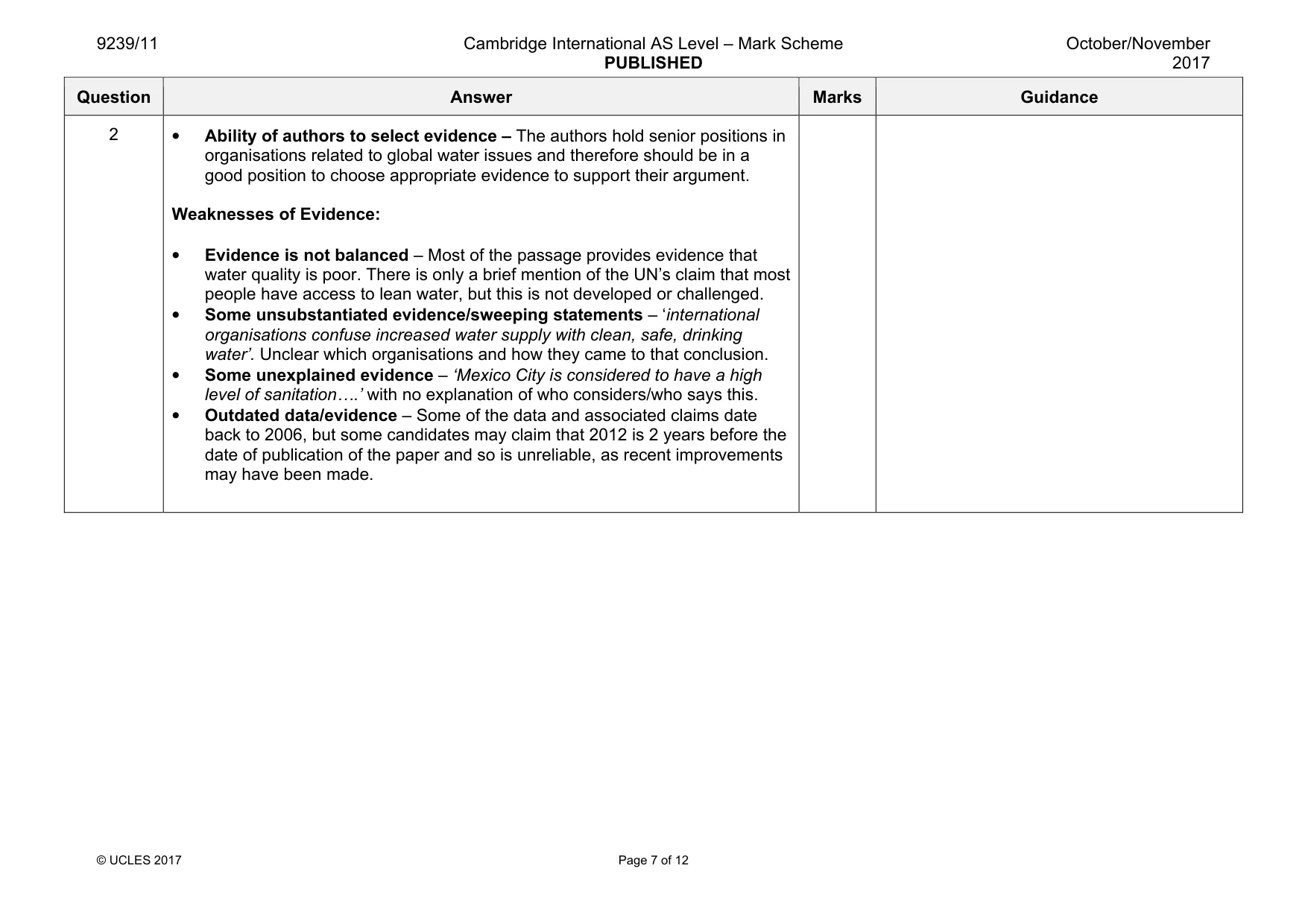 Mark scheme, page 7 of 12