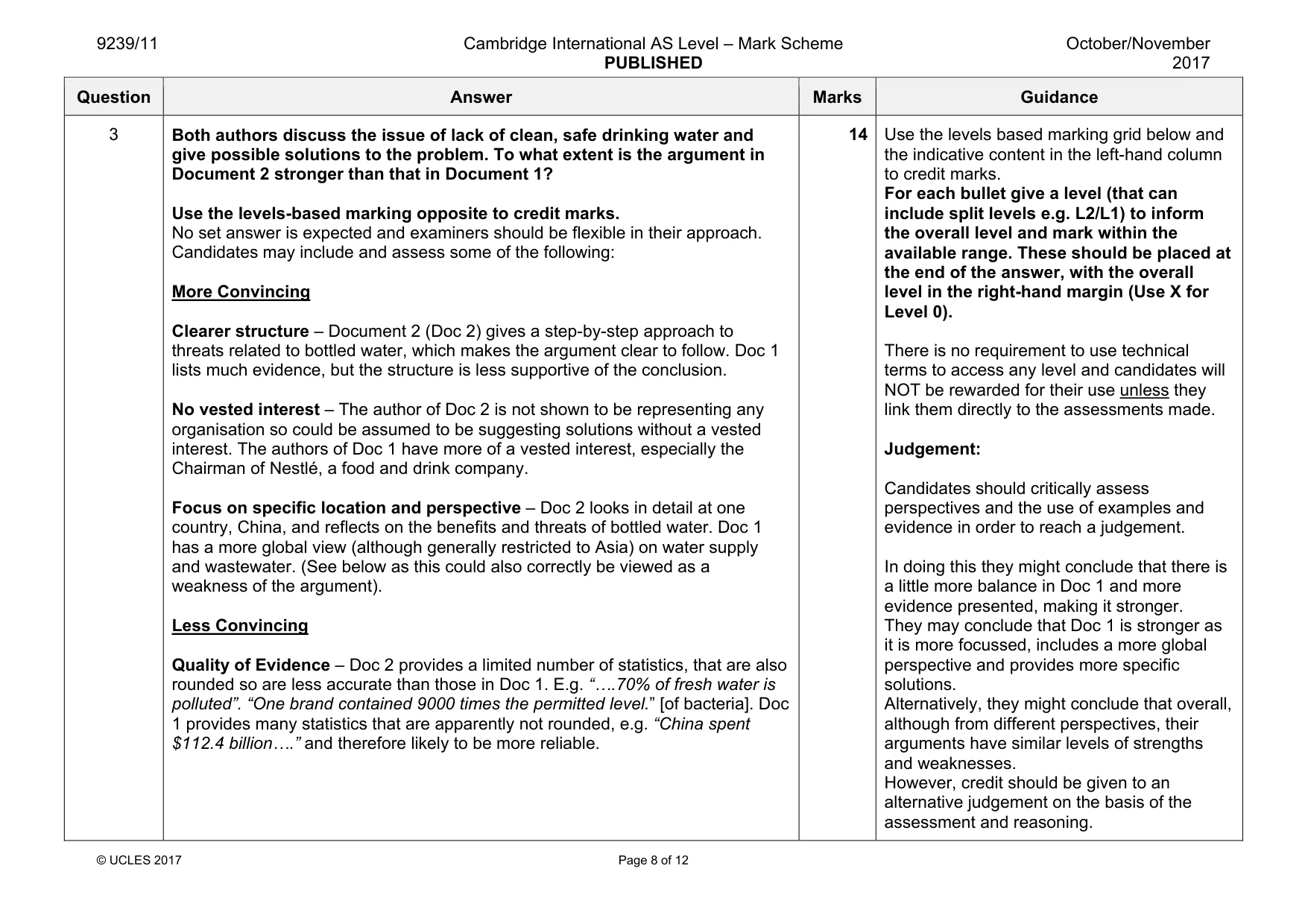 Mark scheme, page 8 of 12