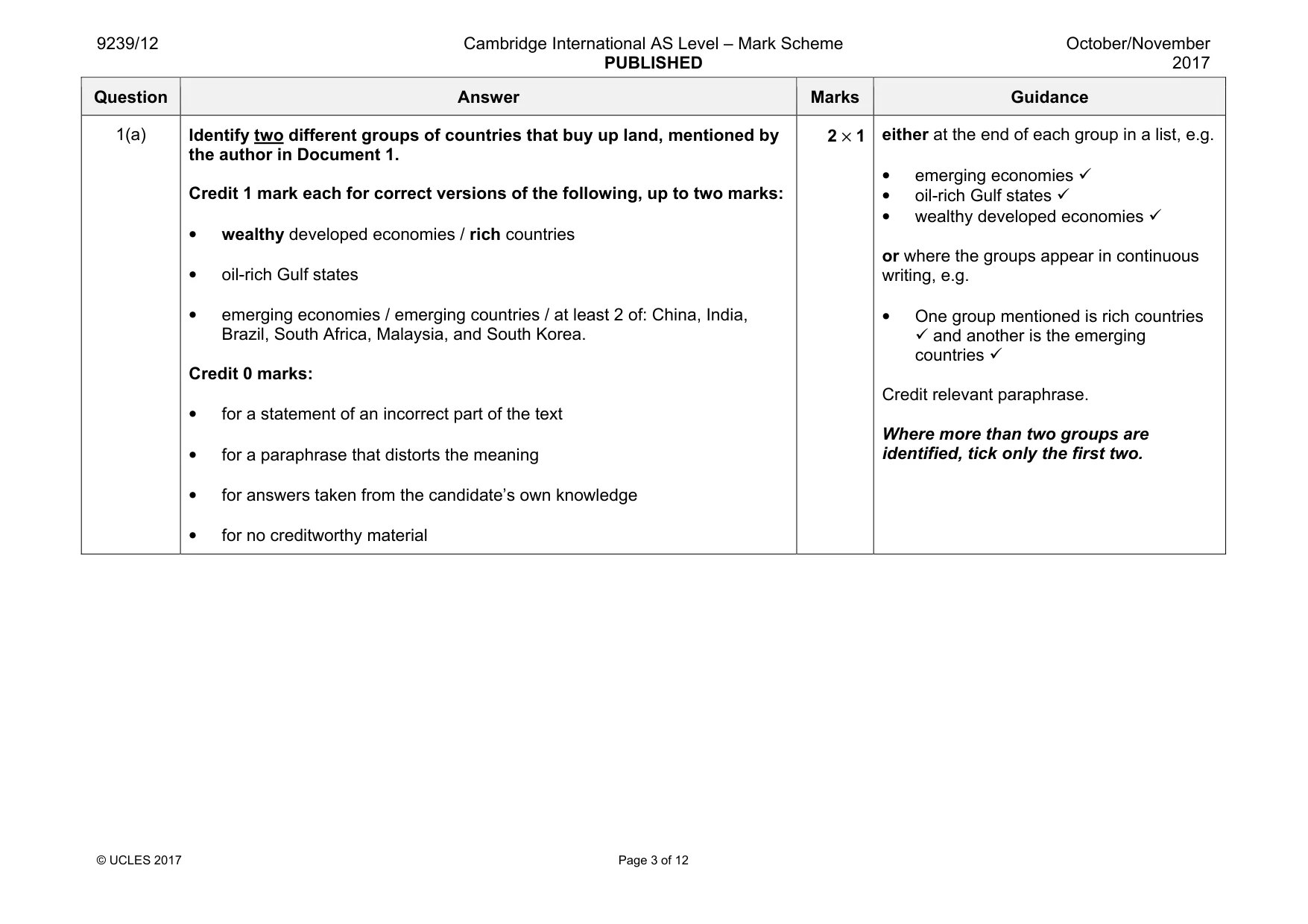 Mark scheme, page 3 of 12