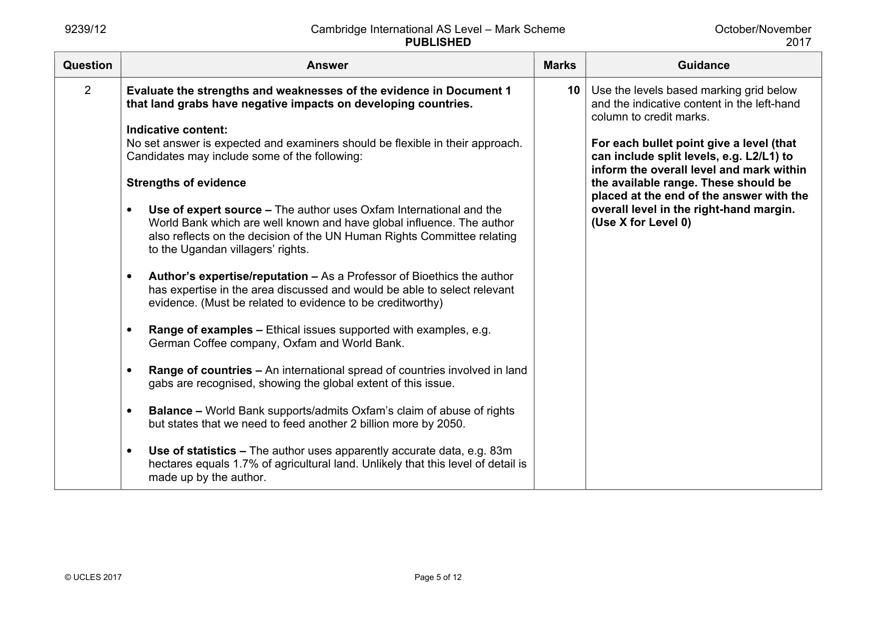 Mark scheme, page 5 of 12