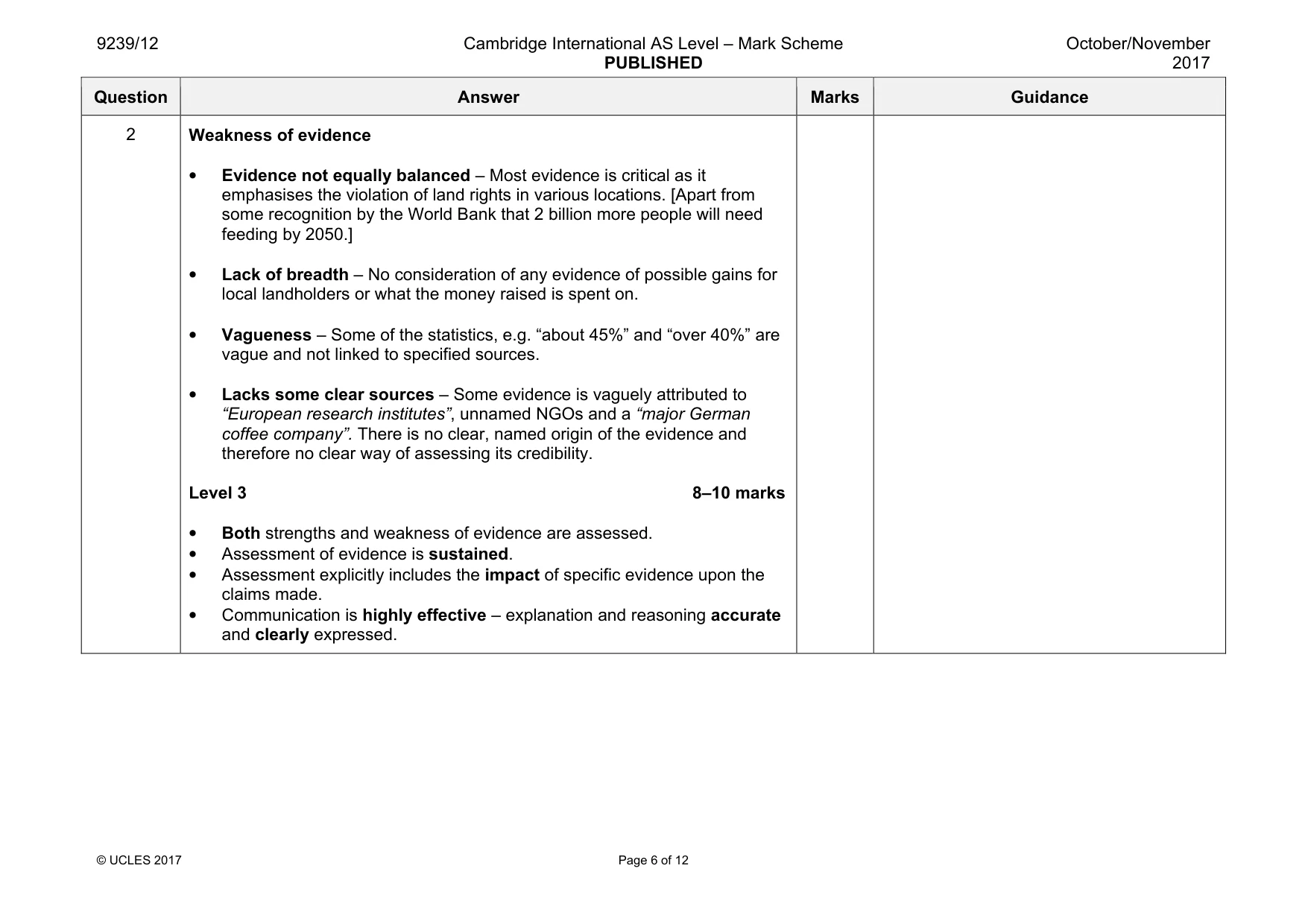 Mark scheme, page 6 of 12