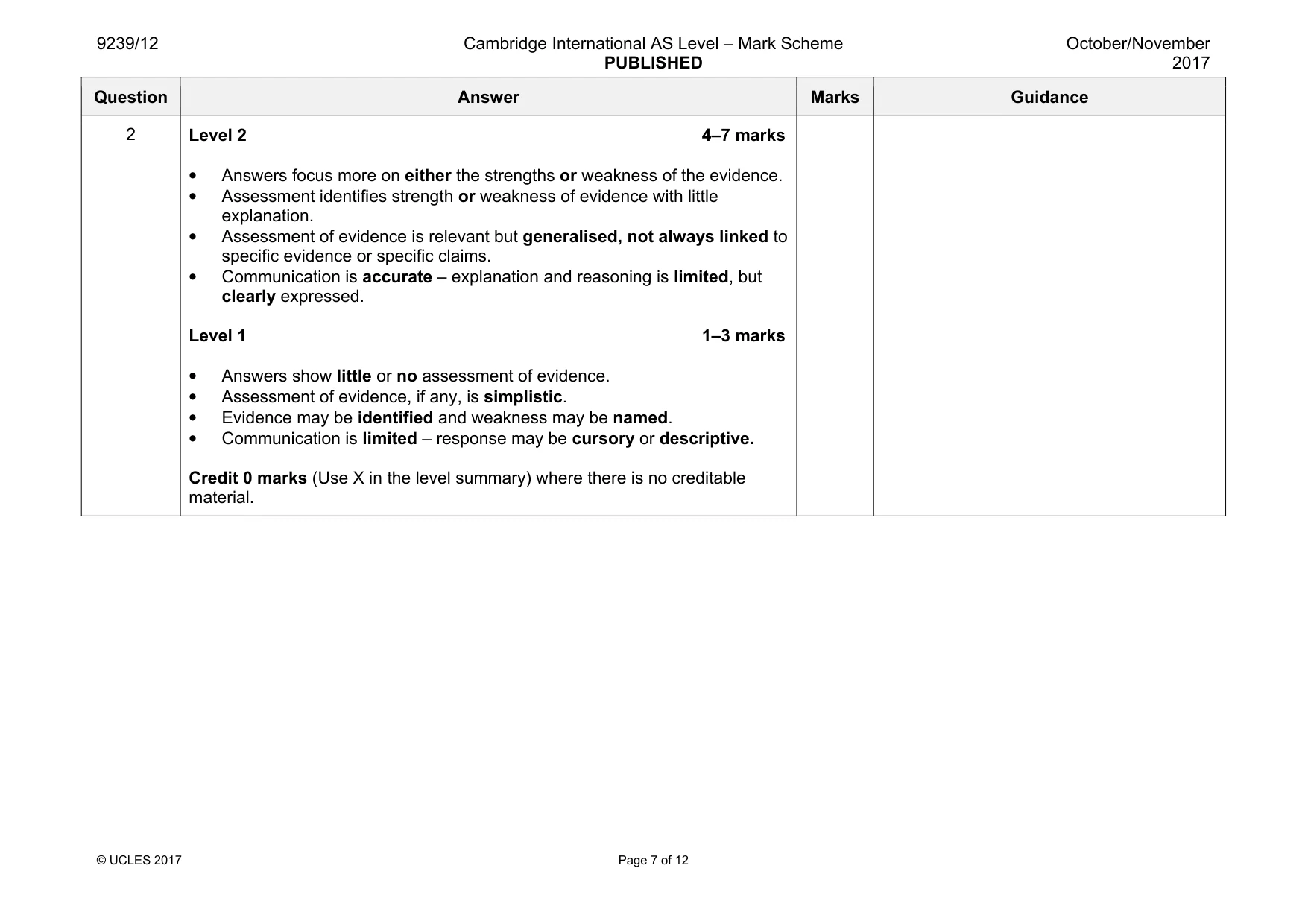 Mark scheme, page 7 of 12