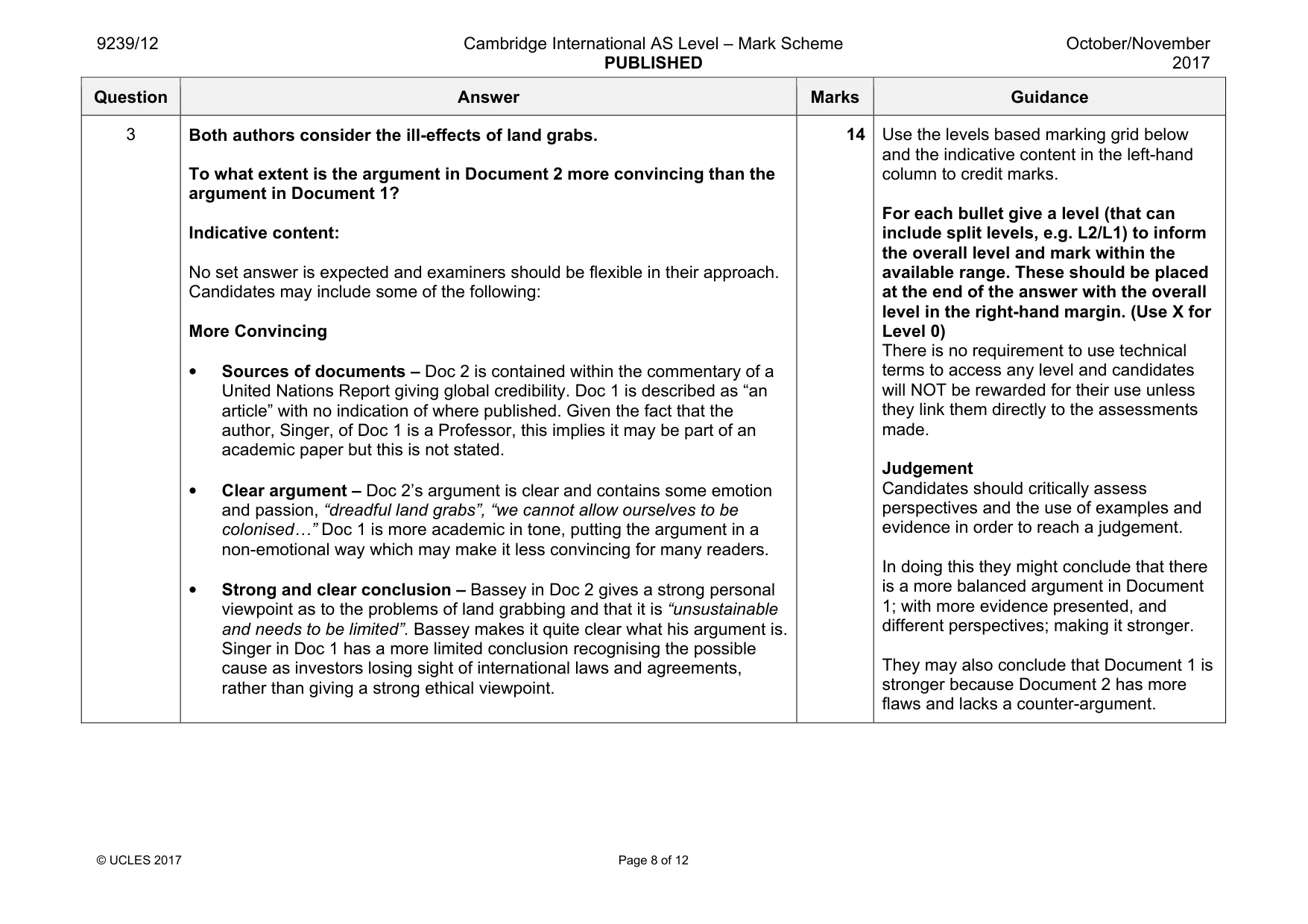 Mark scheme, page 8 of 12