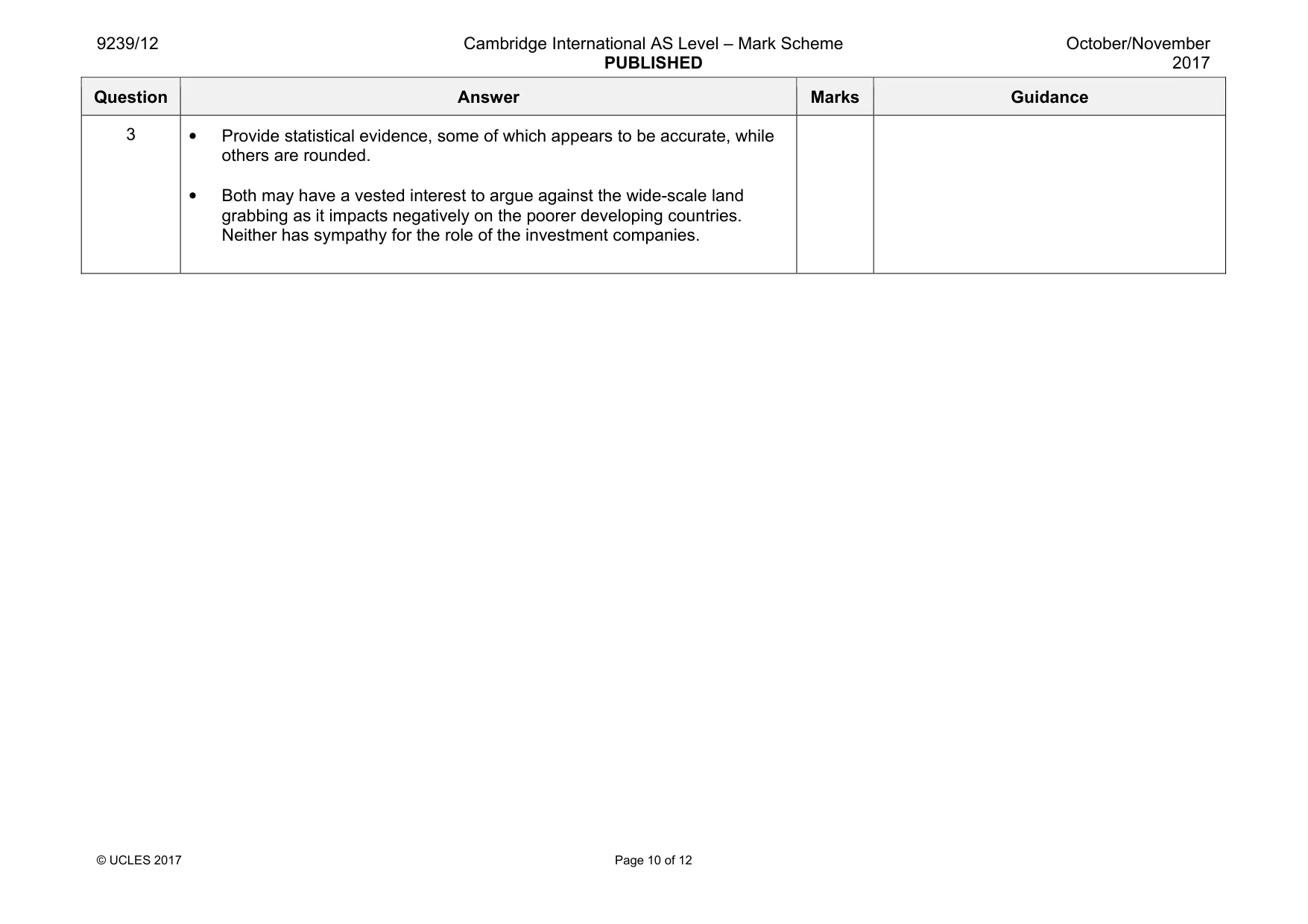 Mark scheme, page 10 of 12