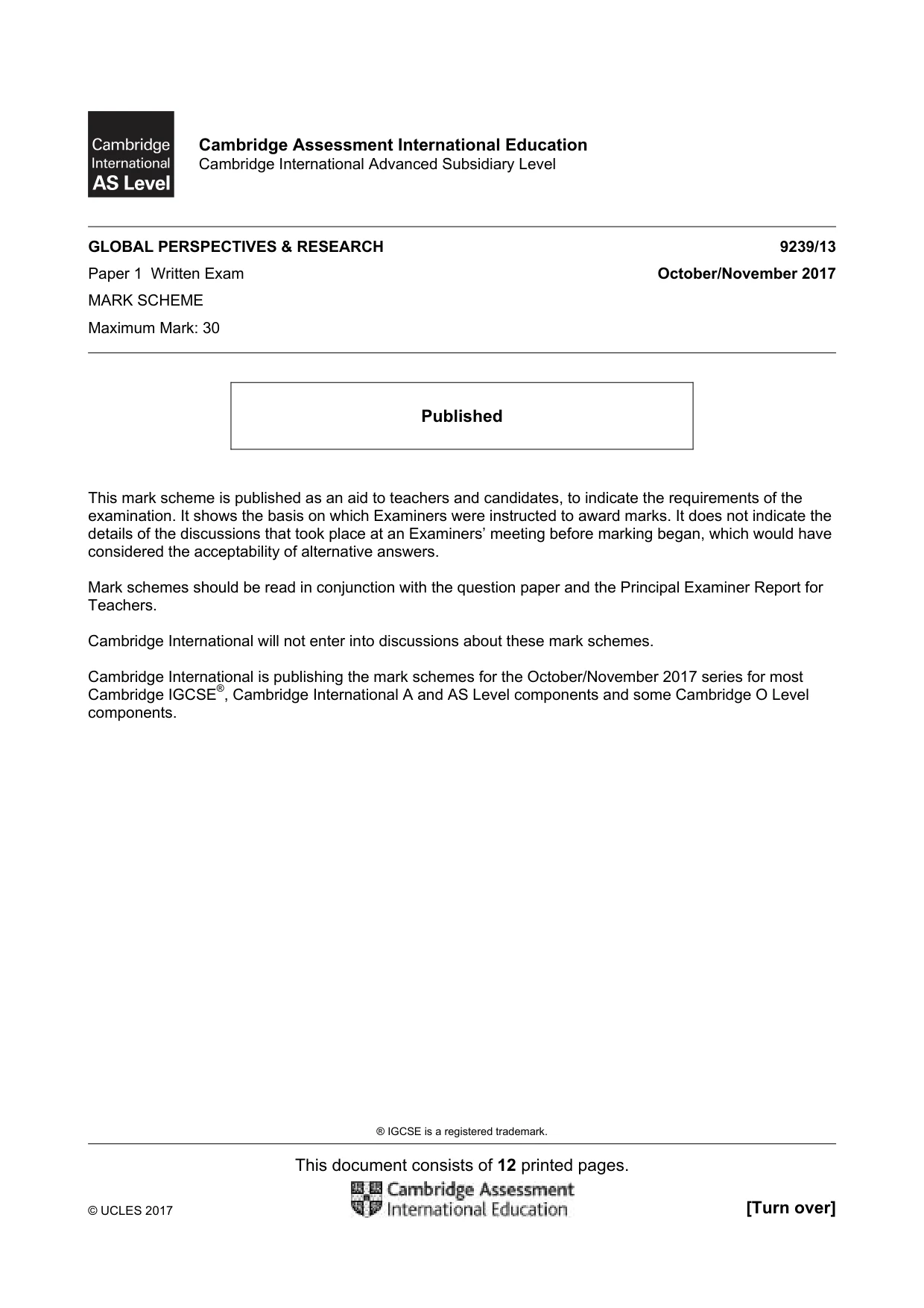Mark scheme, page 1 of 12