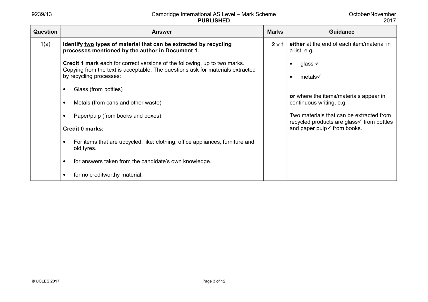 Mark scheme, page 3 of 12