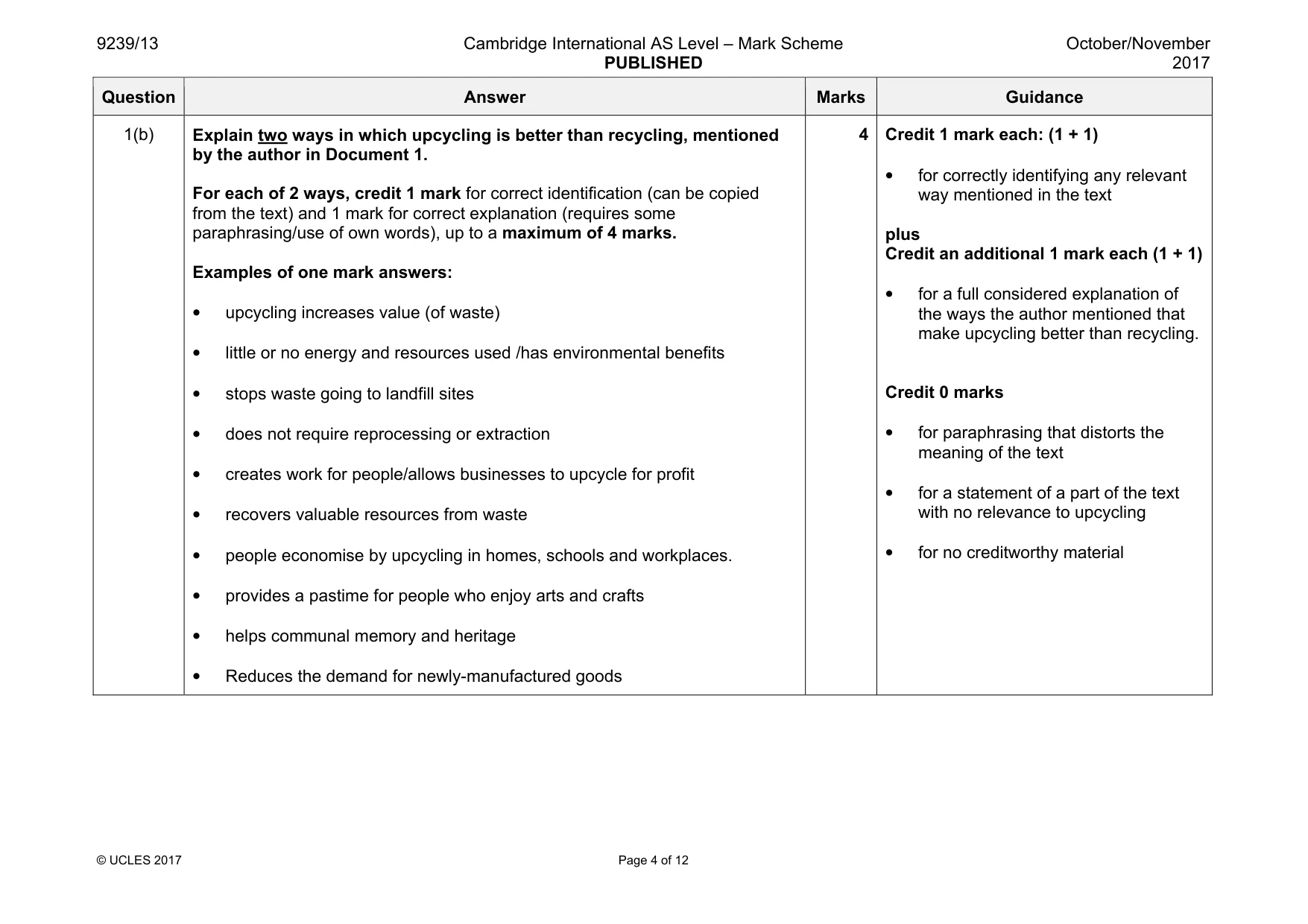 Mark scheme, page 4 of 12