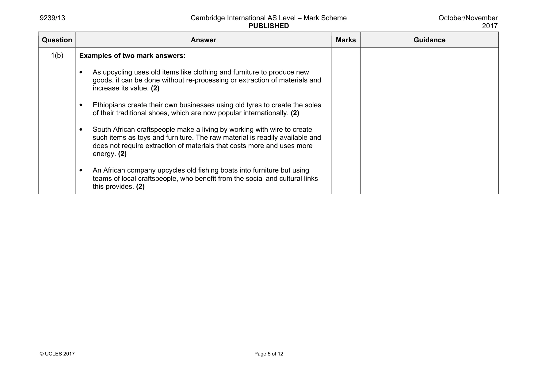 Mark scheme, page 5 of 12