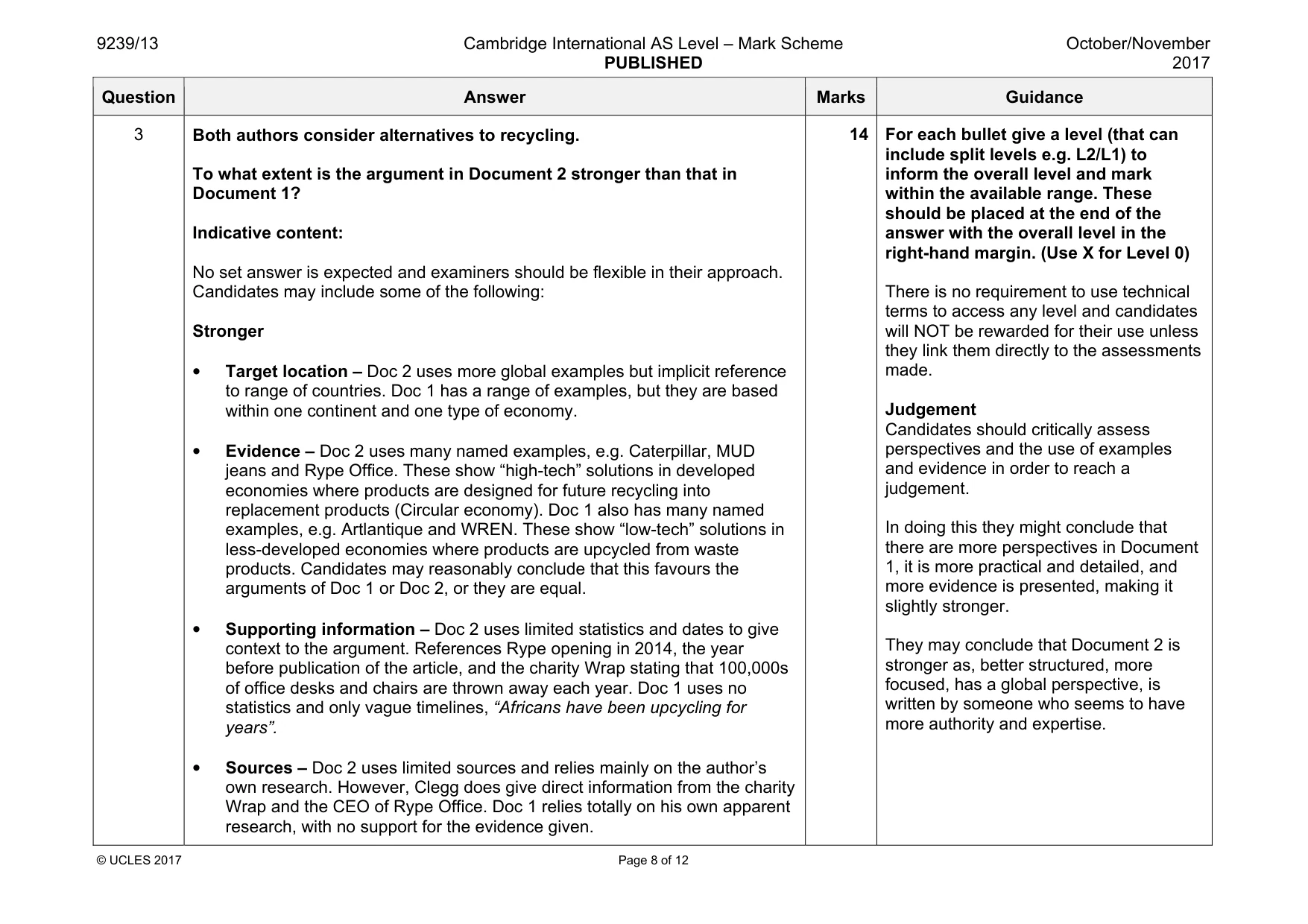 Mark scheme, page 8 of 12