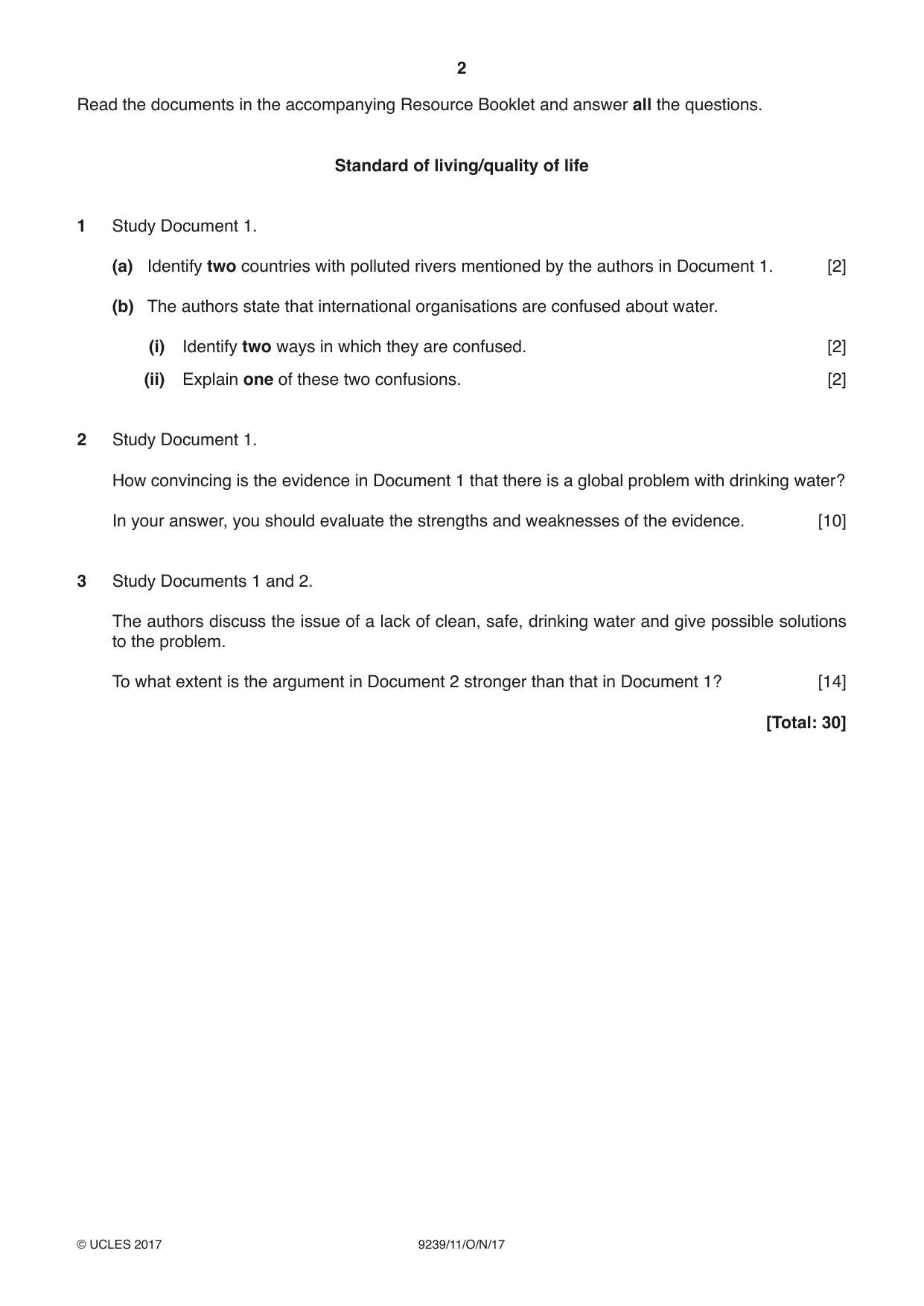 Cambridge A Level Global Perspectives and Research 9239 2017 Oct/Nov Paper 1 · Variant 1 question paper, page 2 of 4