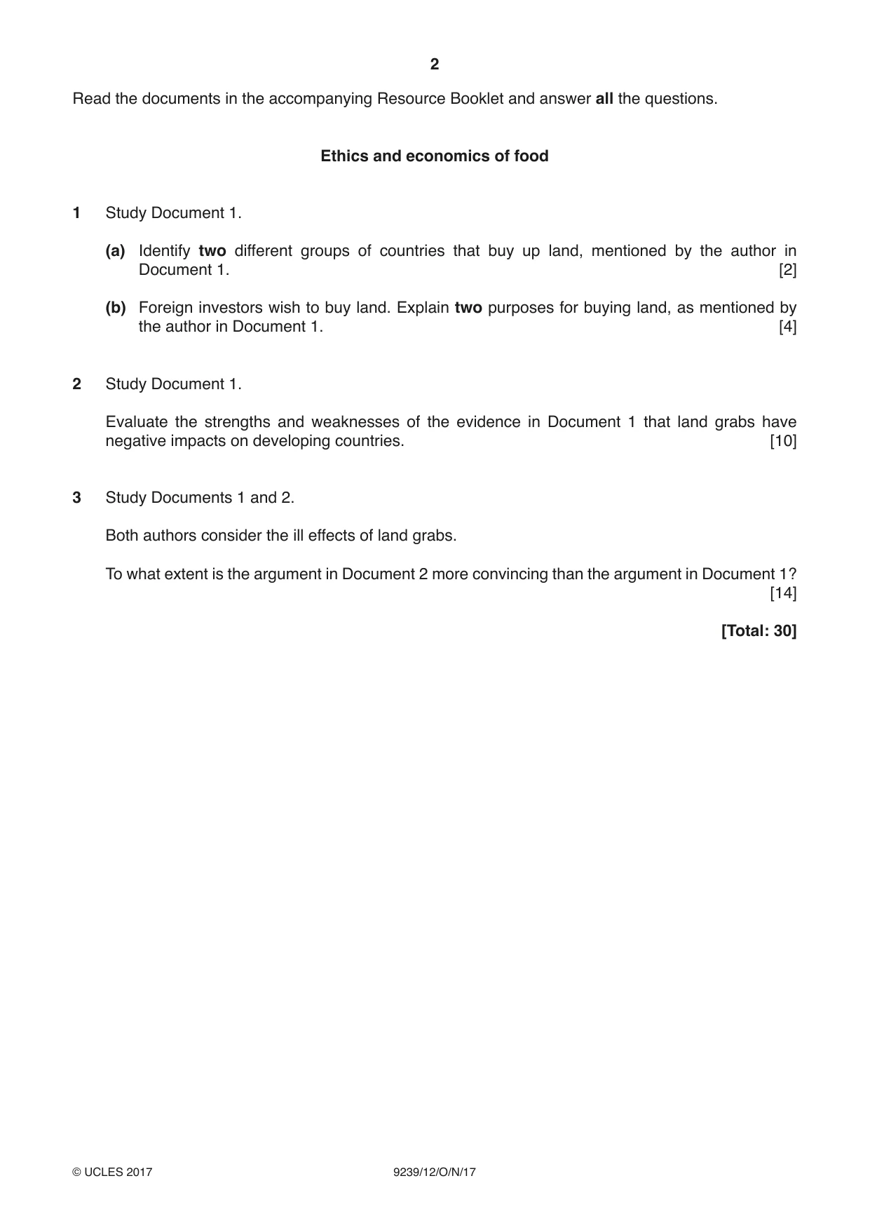 Cambridge A Level Global Perspectives and Research 9239 2017 Oct/Nov Paper 1 · Variant 2 question paper, page 2 of 4
