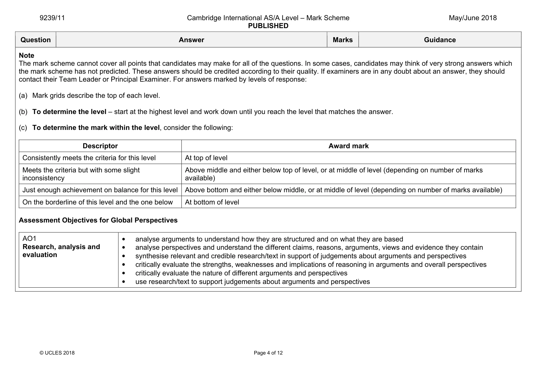 Mark scheme, page 4 of 12