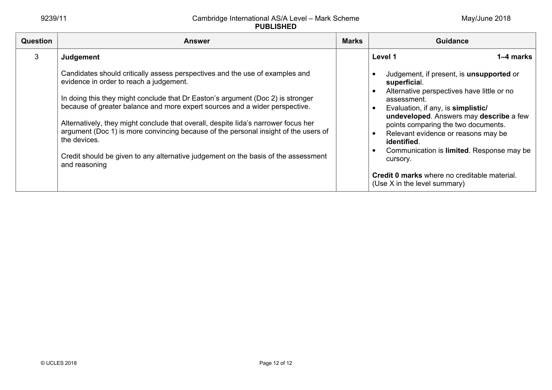 Mark scheme, page 12 of 12